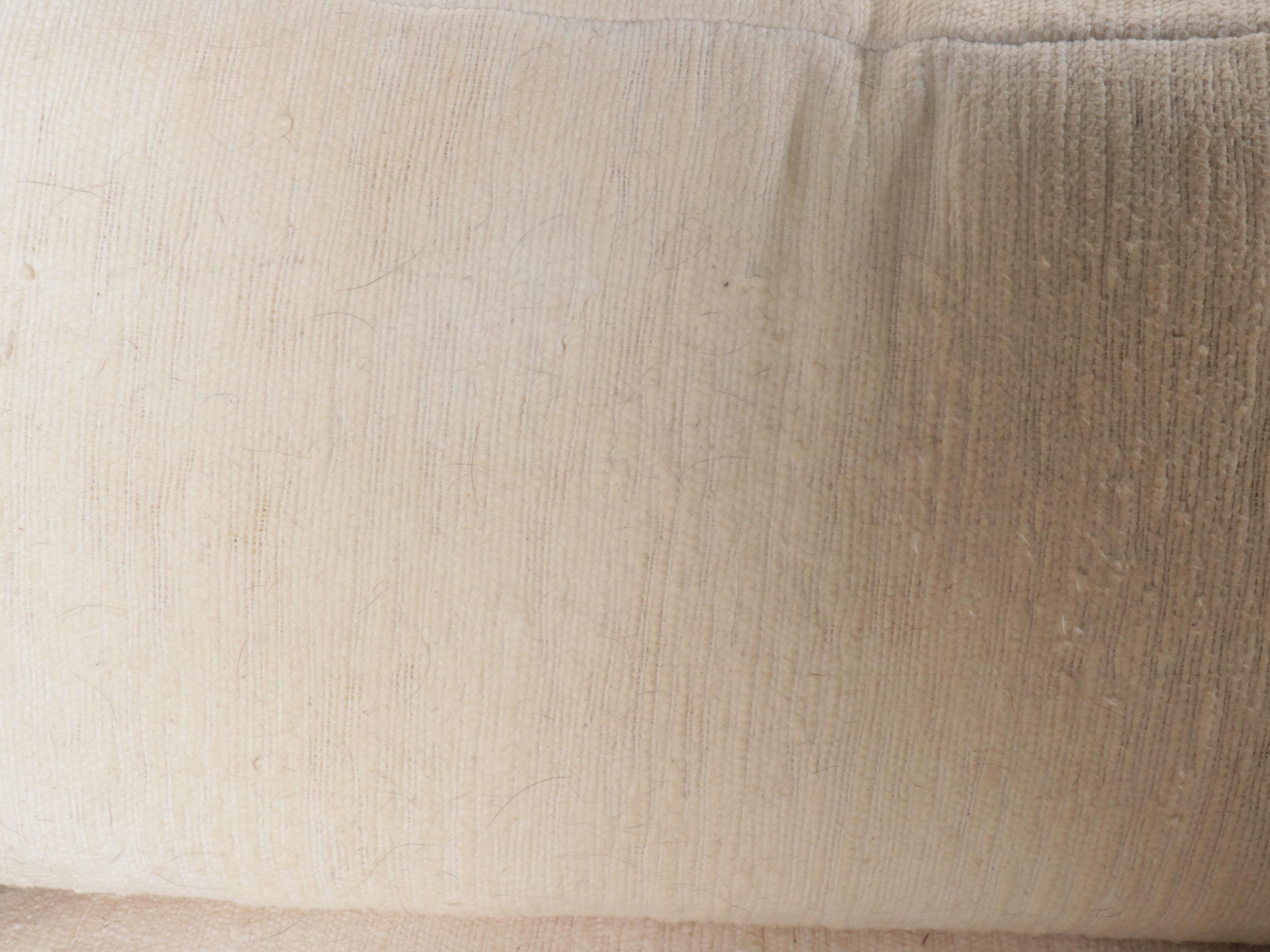 Rattan and Chenille Upholstered Sofa