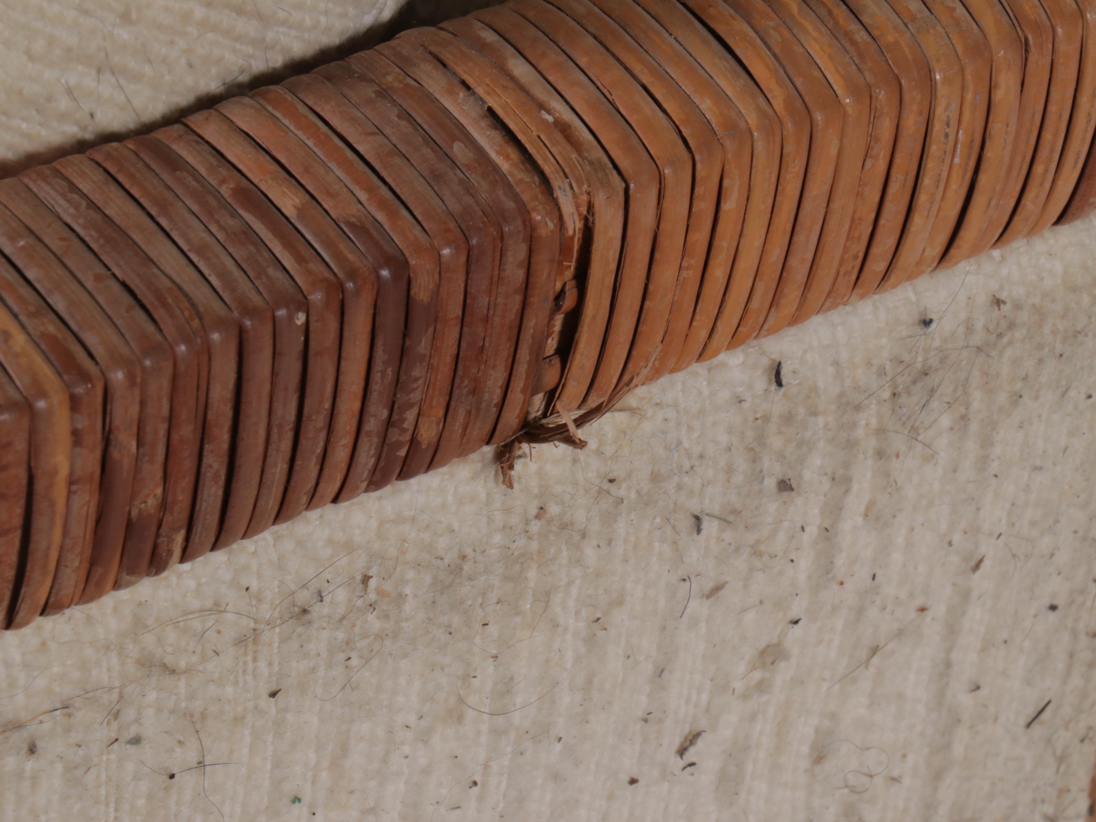 Rattan and Chenille Upholstered Sofa