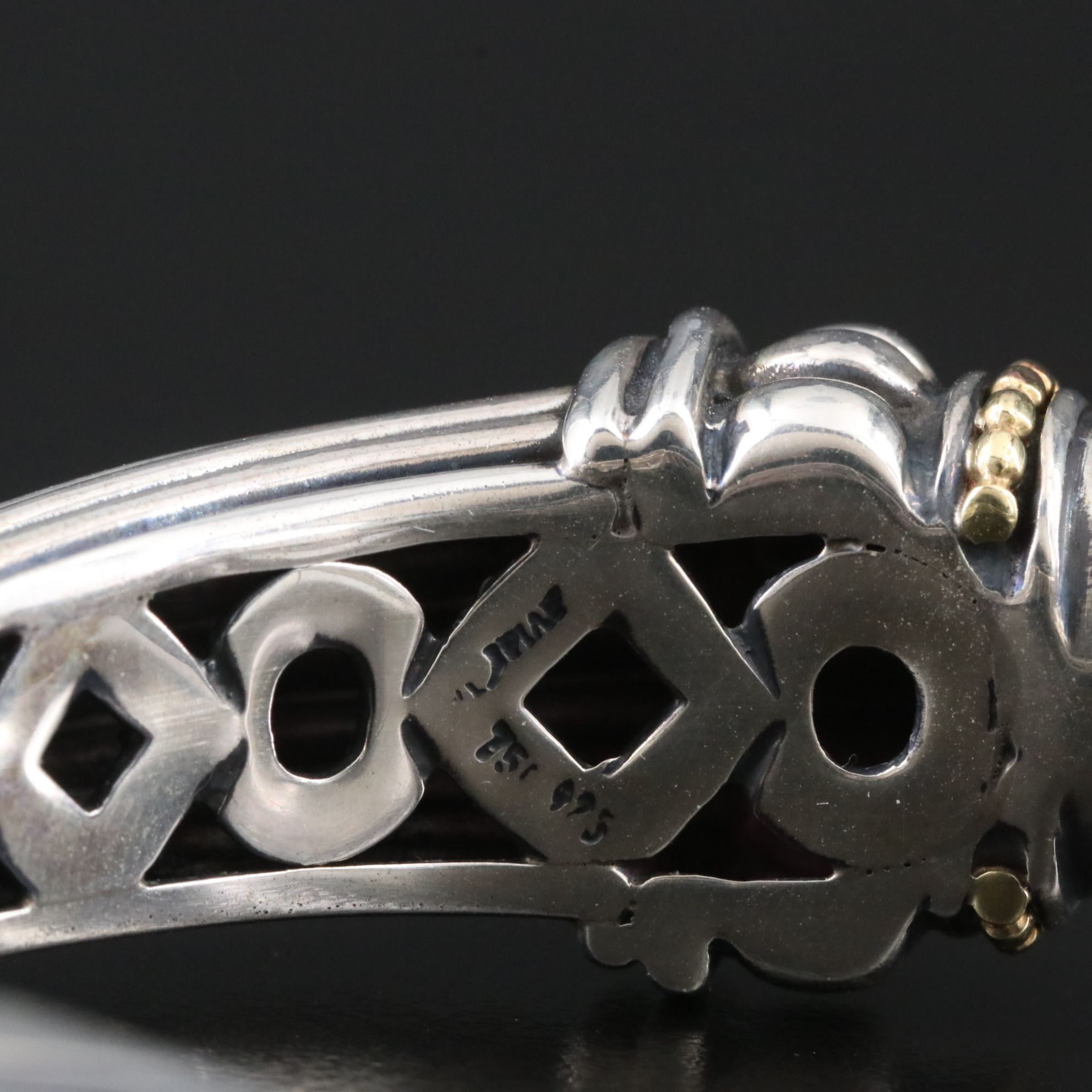 Caviar by Lagos Sterling and Pink Tourmaline Hinged Cuff with 18K Accents