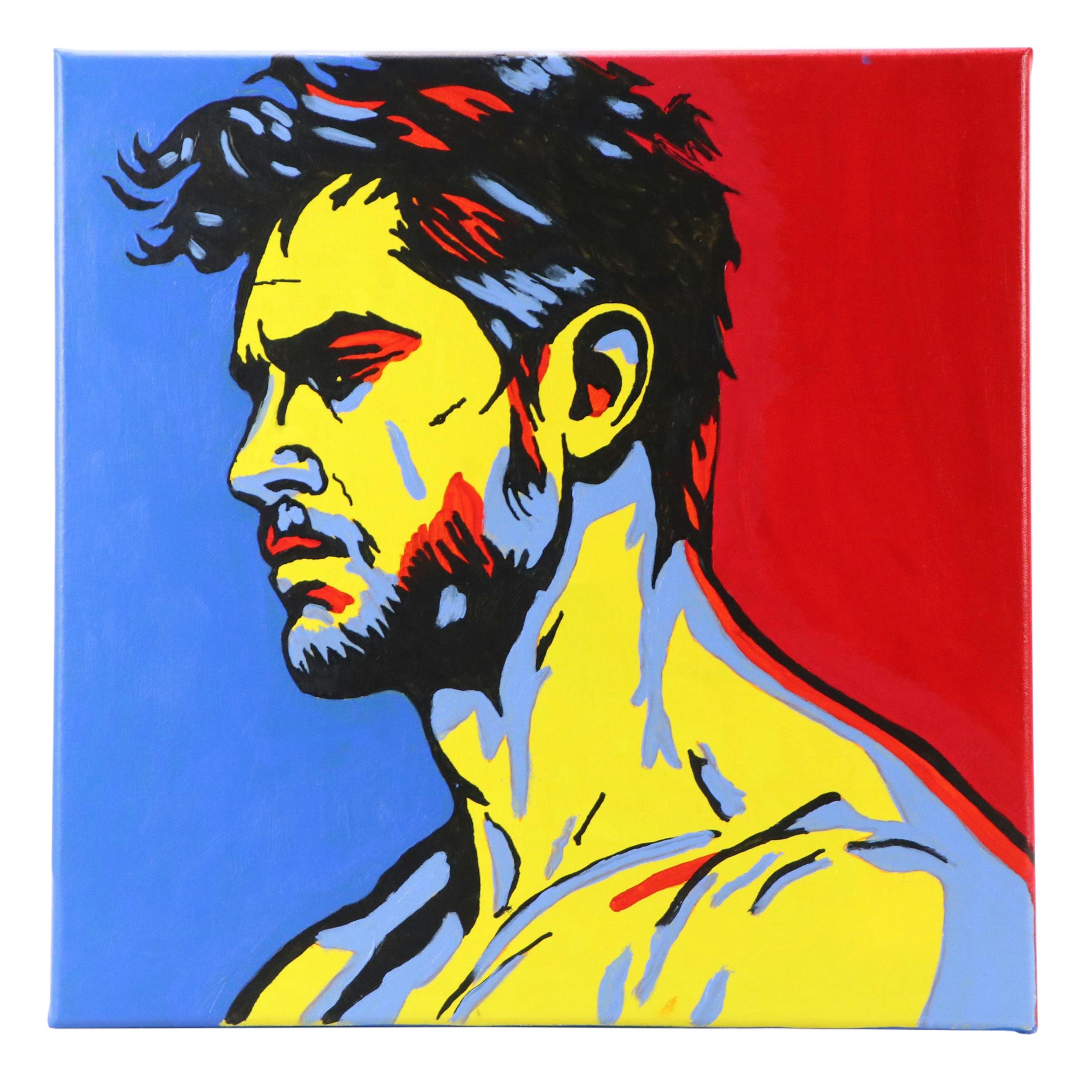 deSanto Stylized Figural Acrylic Portrait "Color War," 2025