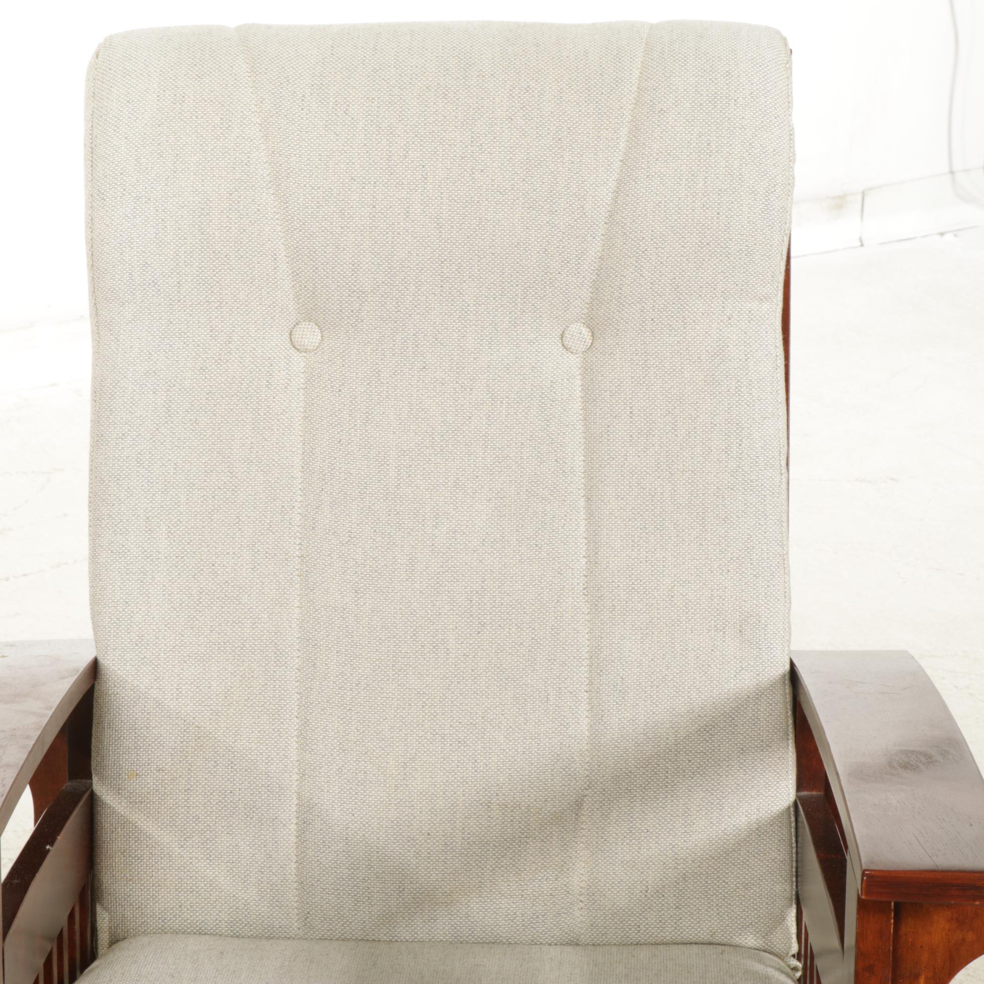 Mission Style Wood Stationary Rocker and Footstool, 21st Century