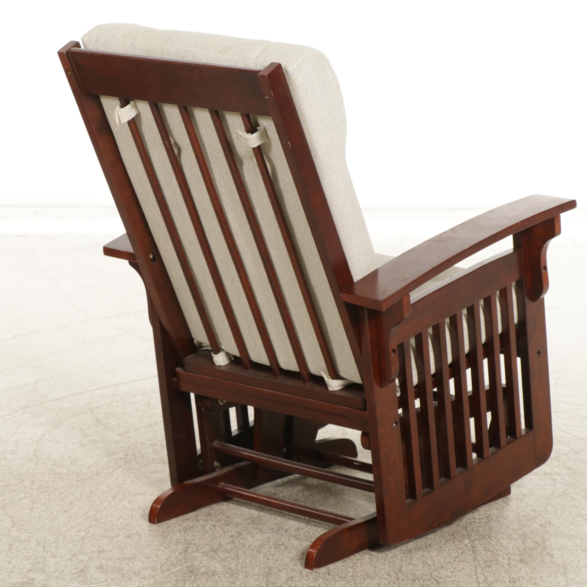 Mission Style Wood Stationary Rocker and Footstool, 21st Century