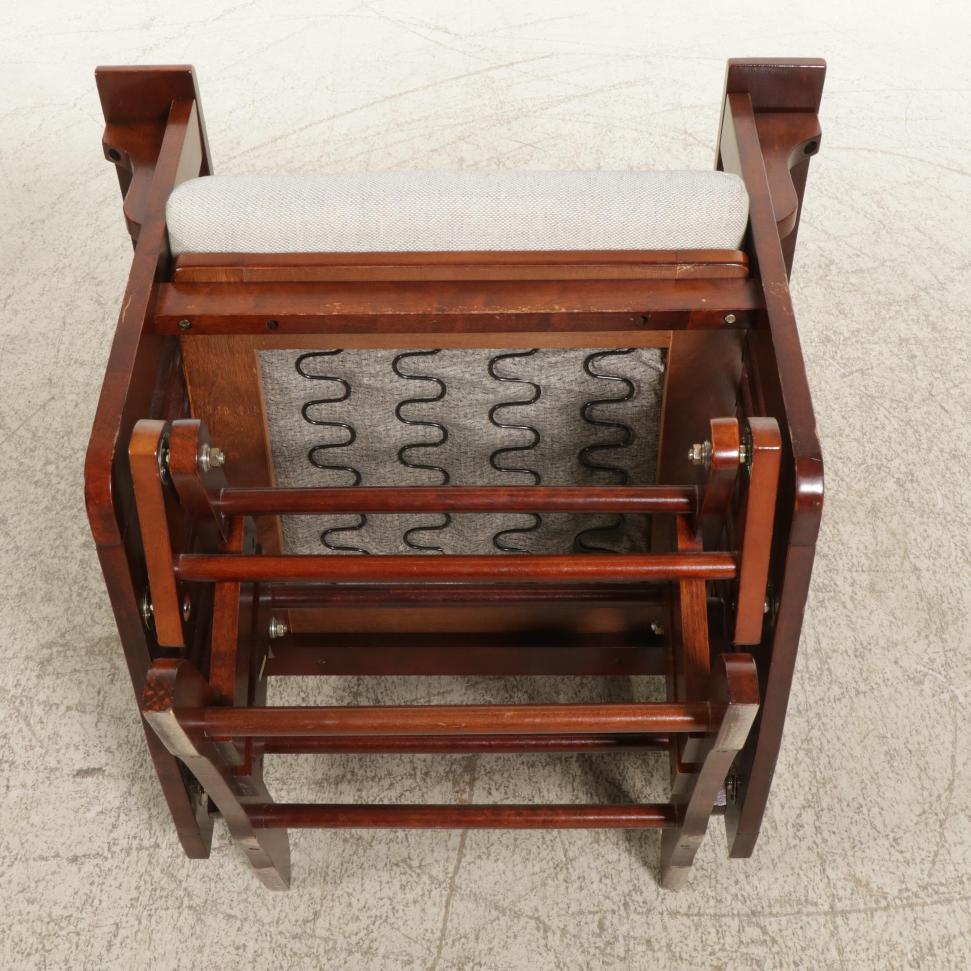 Mission Style Wood Stationary Rocker and Footstool, 21st Century