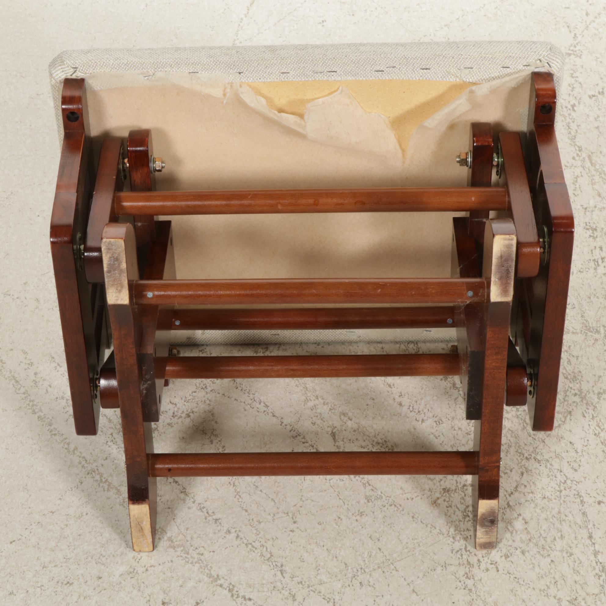 Mission Style Wood Stationary Rocker and Footstool, 21st Century