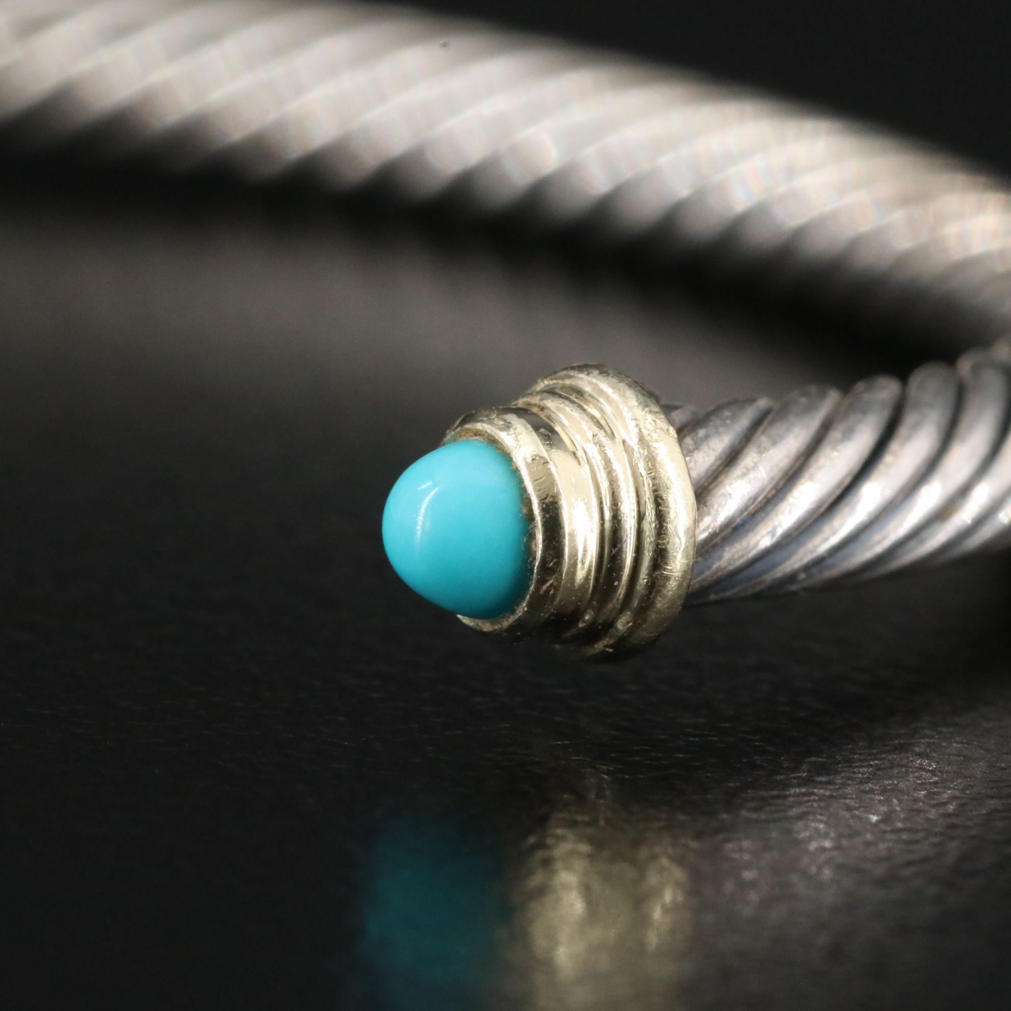 David Yurman Sterling, 18K and Turquoise Cable Cuff