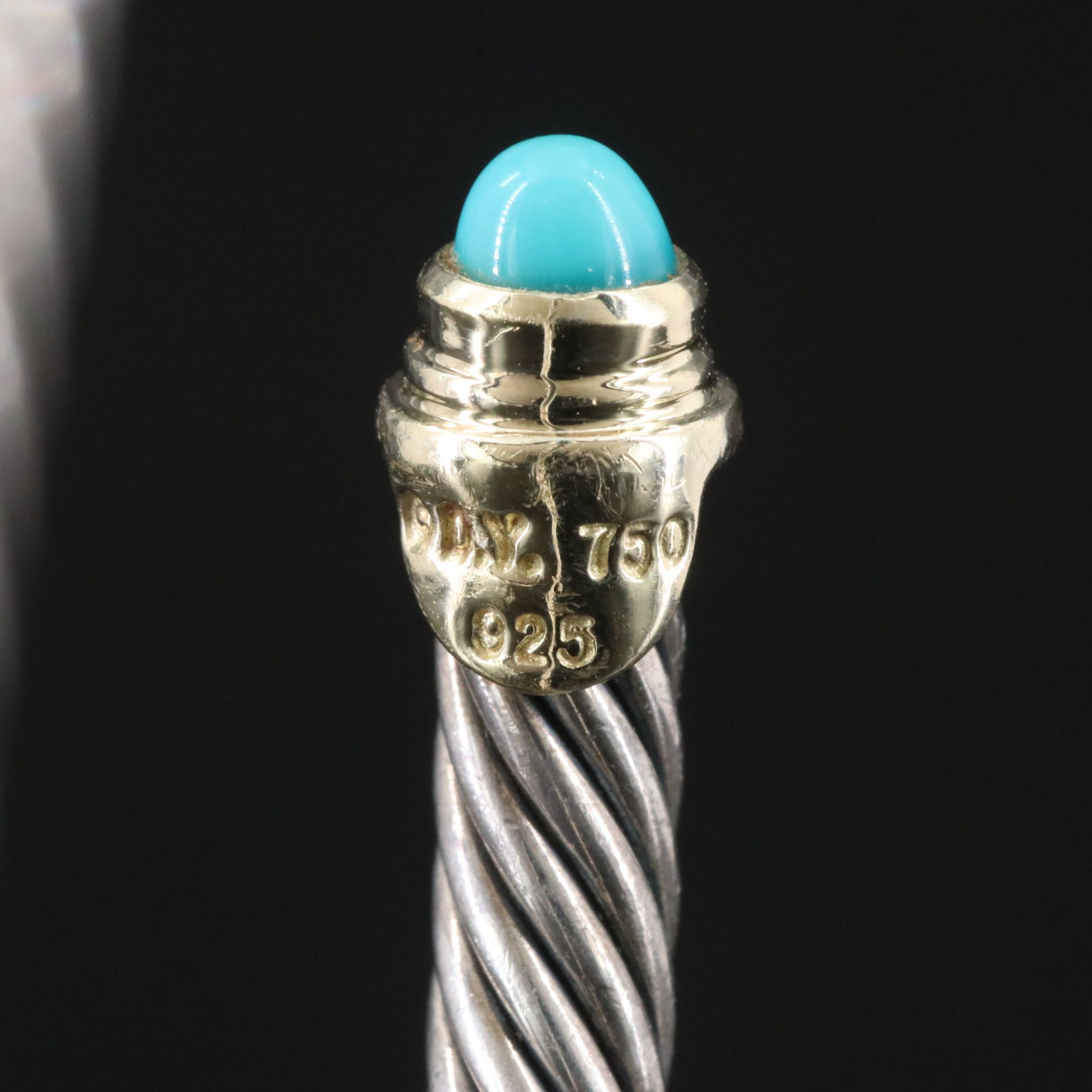 David Yurman Sterling, 18K and Turquoise Cable Cuff