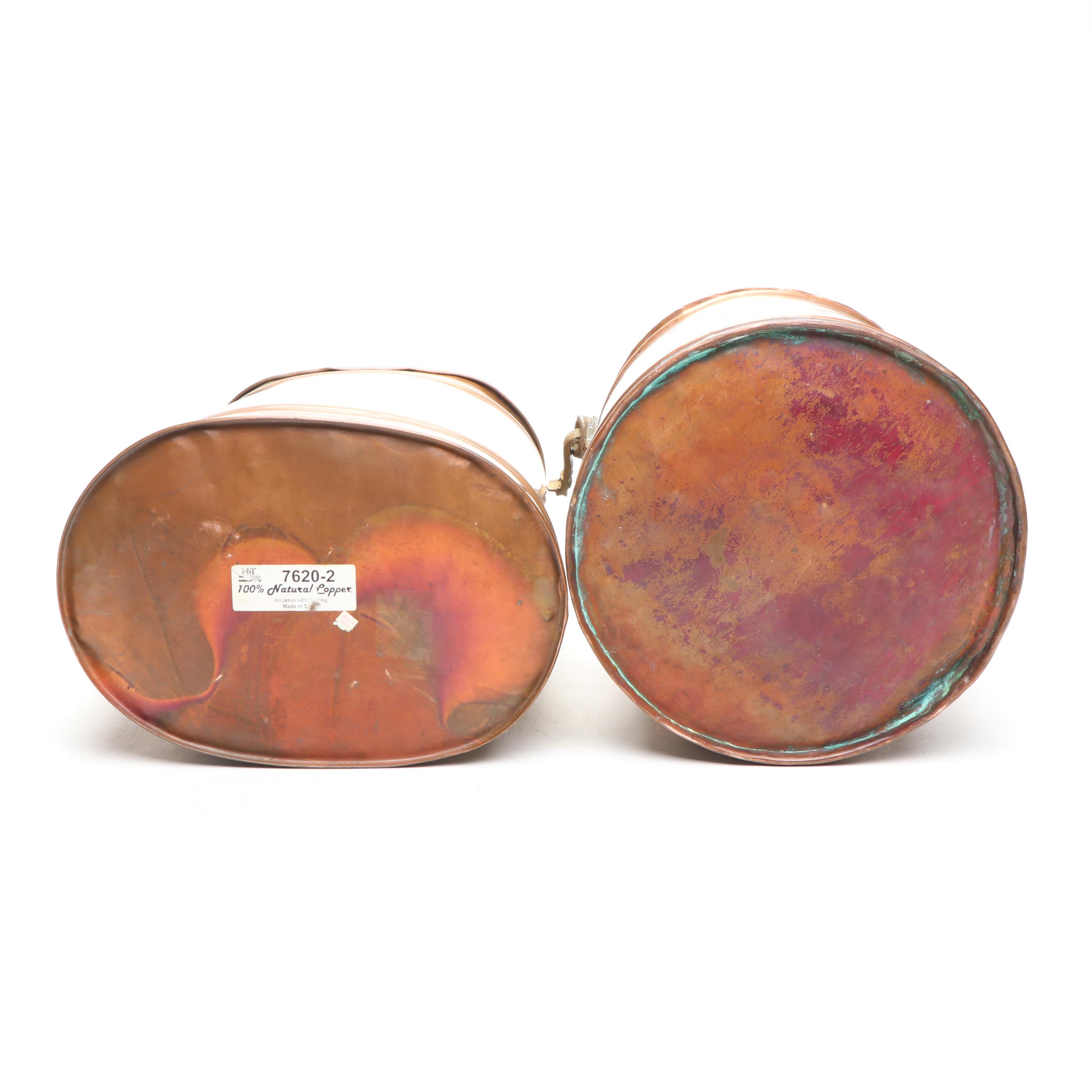 Victorian Brass Swing Arm Copper Pot with Natural Copper Tall Umbrella Stand