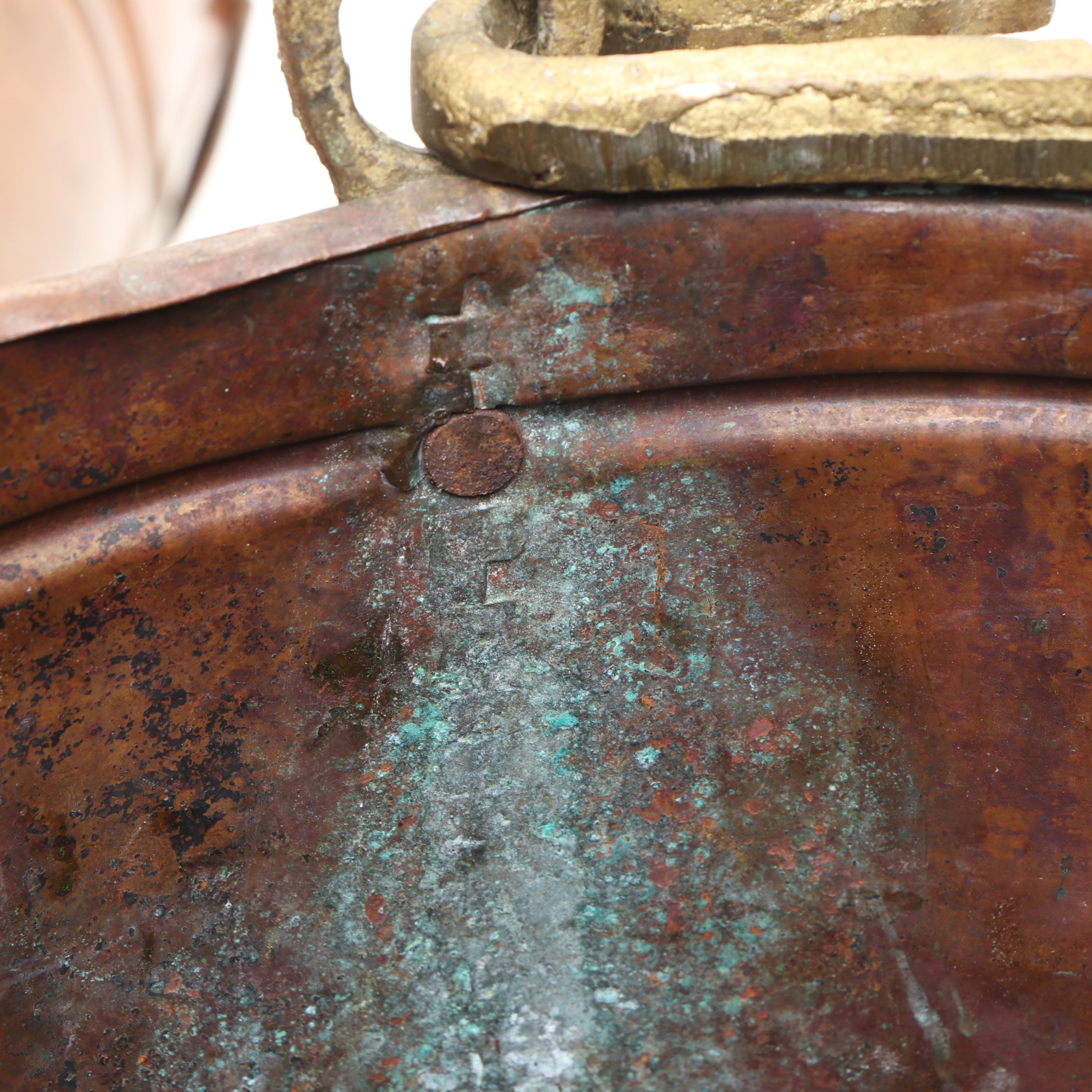 Victorian Brass Swing Arm Copper Pot with Natural Copper Tall Umbrella Stand