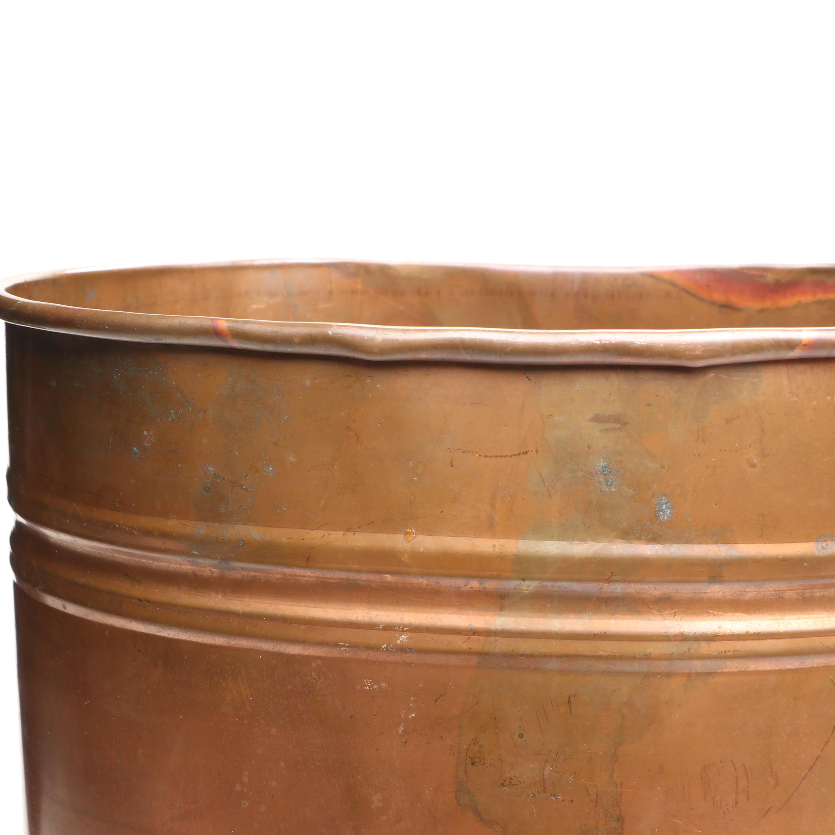 Victorian Brass Swing Arm Copper Pot with Natural Copper Tall Umbrella Stand