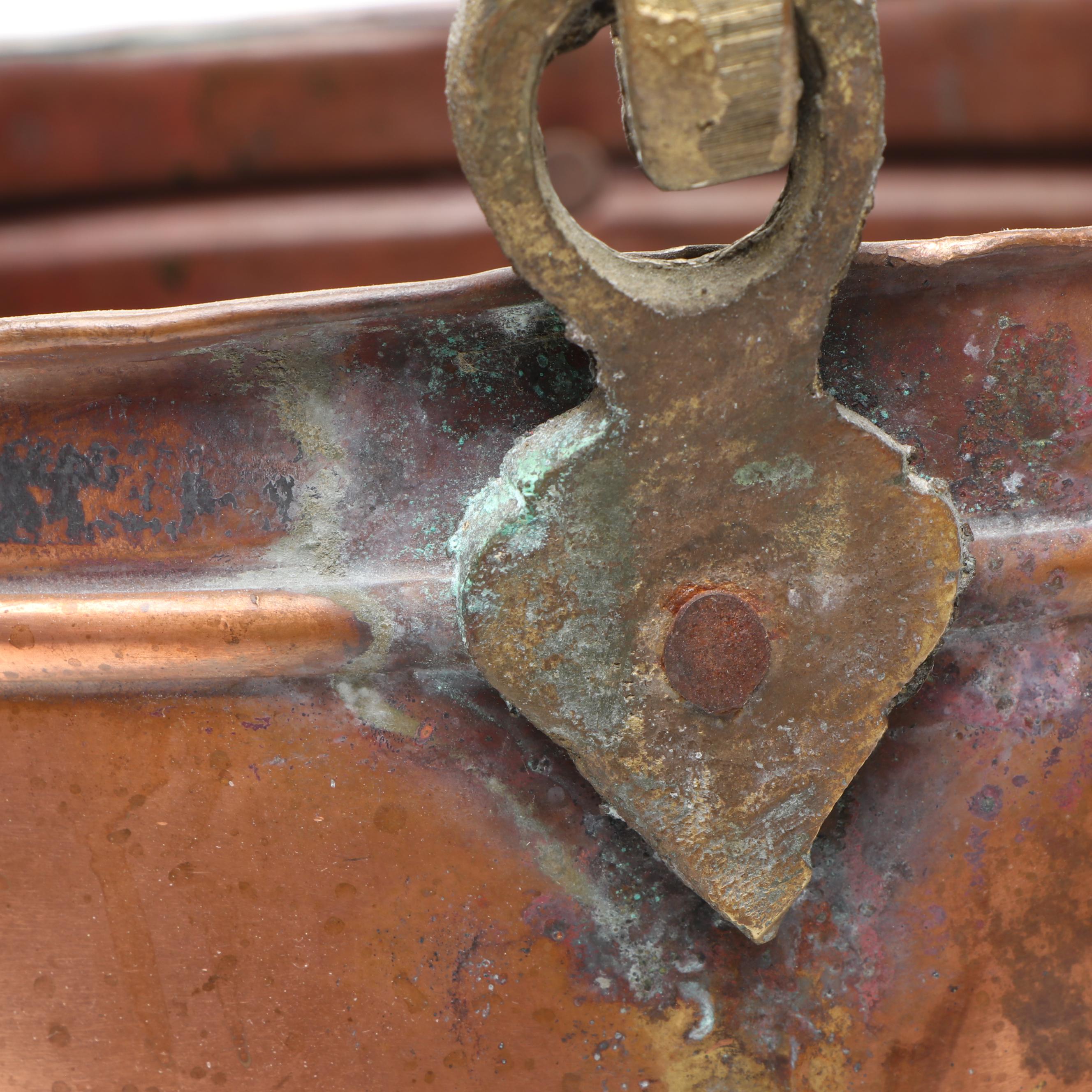 Victorian Brass Swing Arm Copper Pot with Natural Copper Tall Umbrella Stand