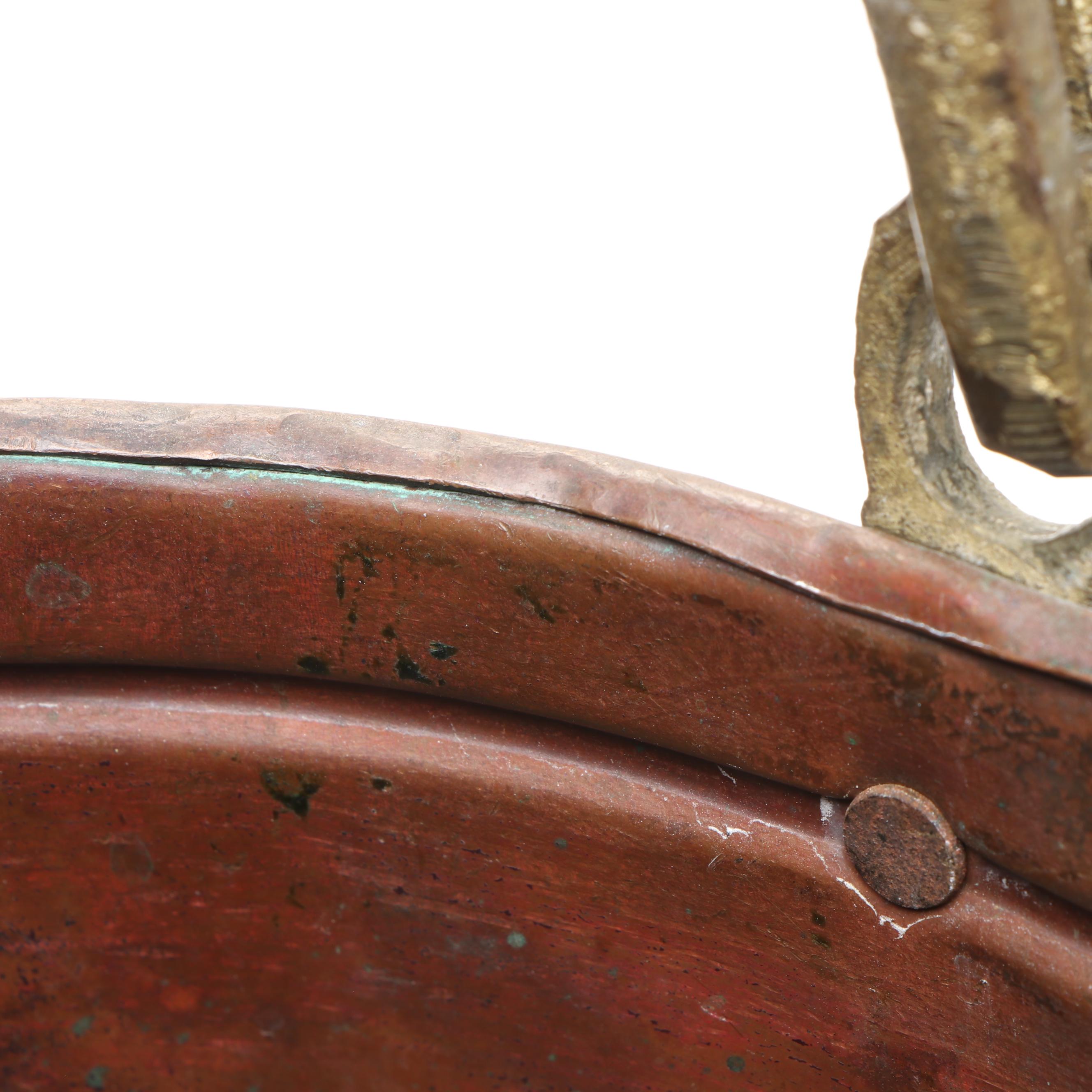 Victorian Brass Swing Arm Copper Pot with Natural Copper Tall Umbrella Stand