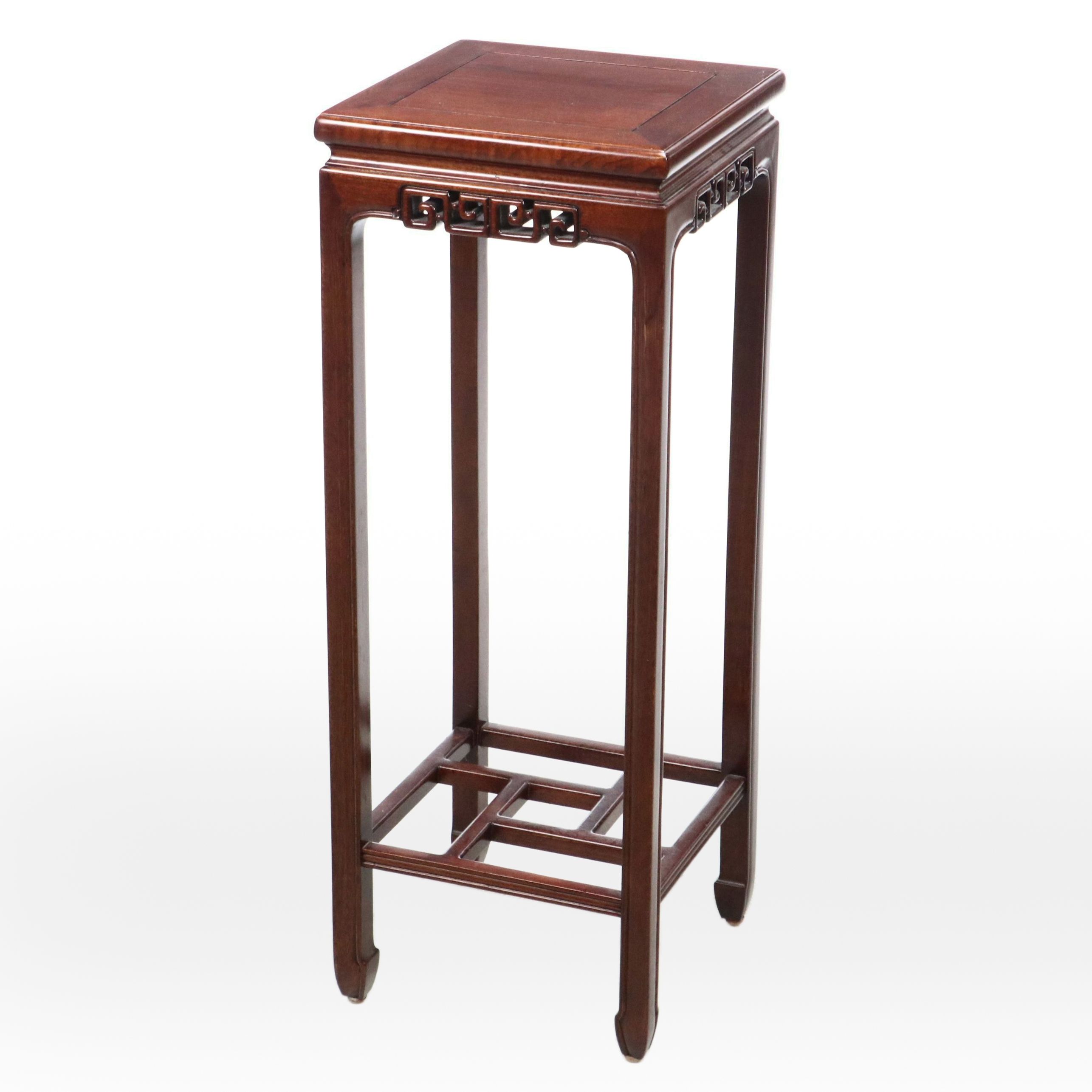 Chinese Style Carved Mahogany Plant Stand, Late 20th to 21st Century