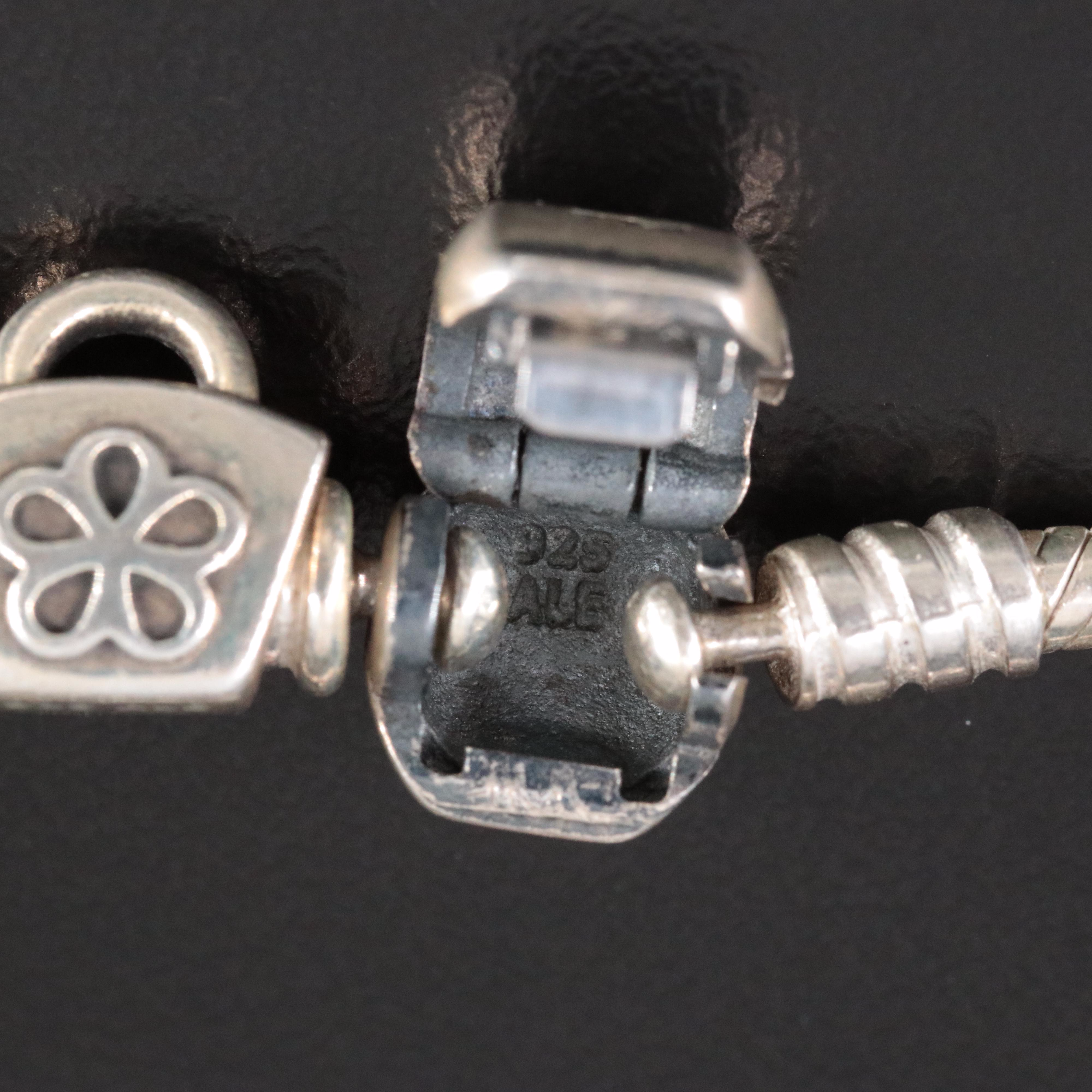 Pandora Sterling Bracelet with Gemstone Charms