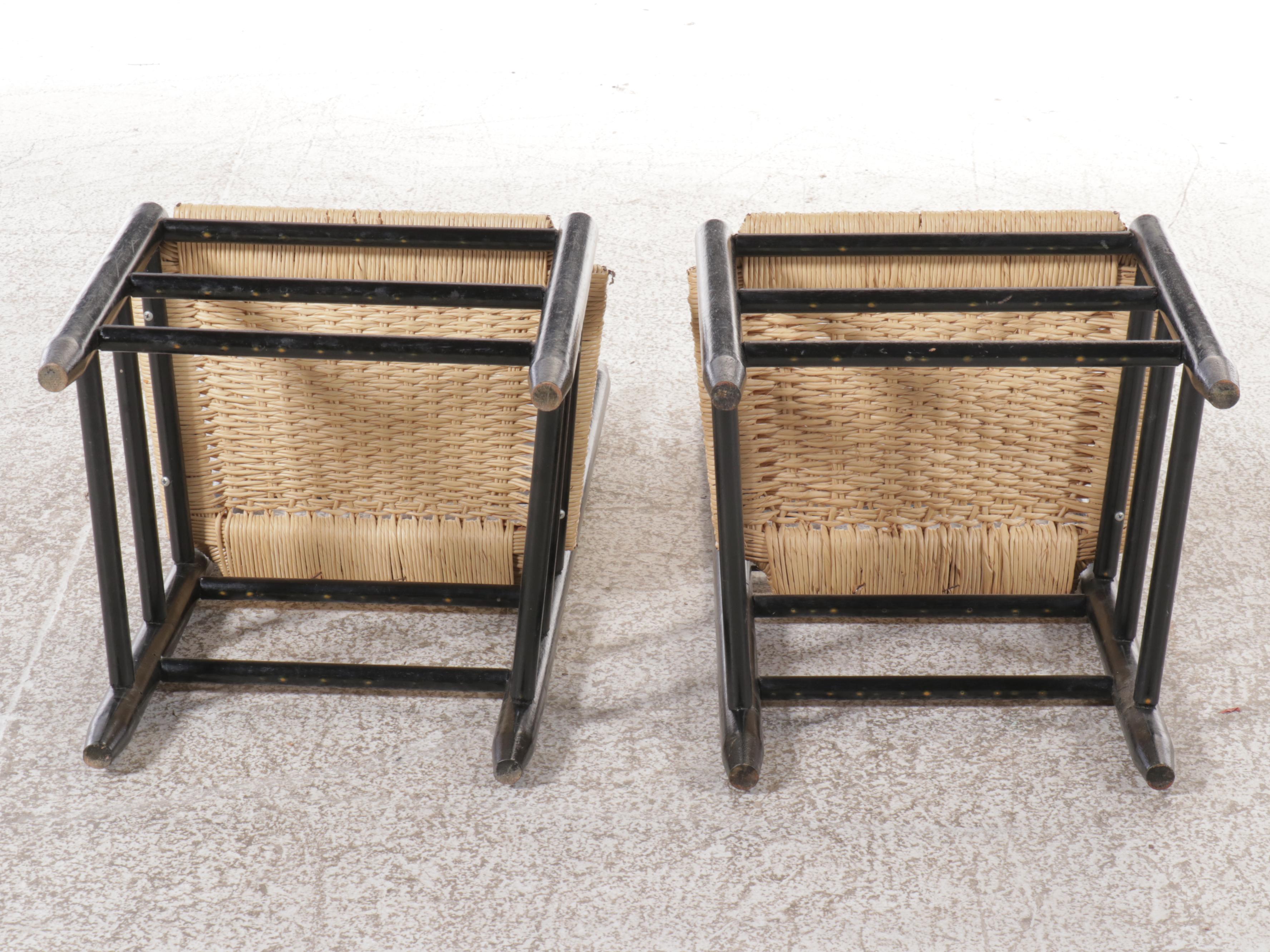 Pair of Ladderback Side Chairs with Woven Seats