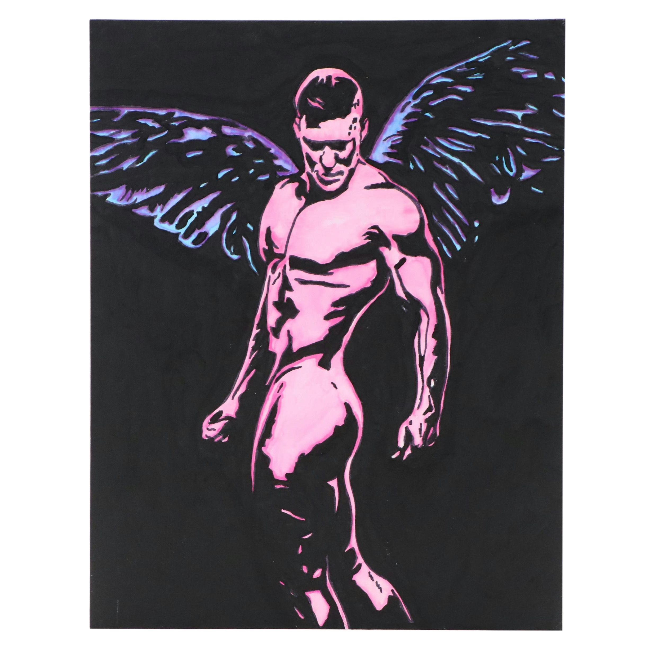 deSanto Stylized Male Figure Acrylic Painting, 2025