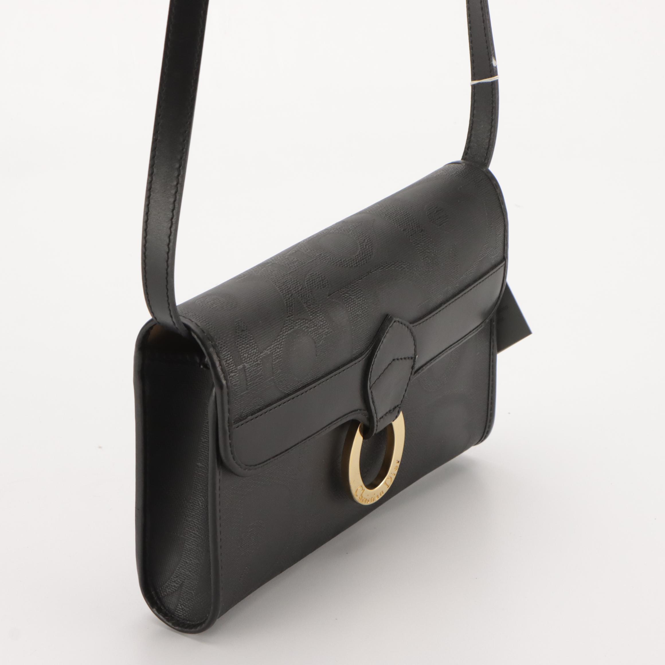 Christian Dior Front Flap Crossbody Bag in Black Monogram Trotter Coated Canvas