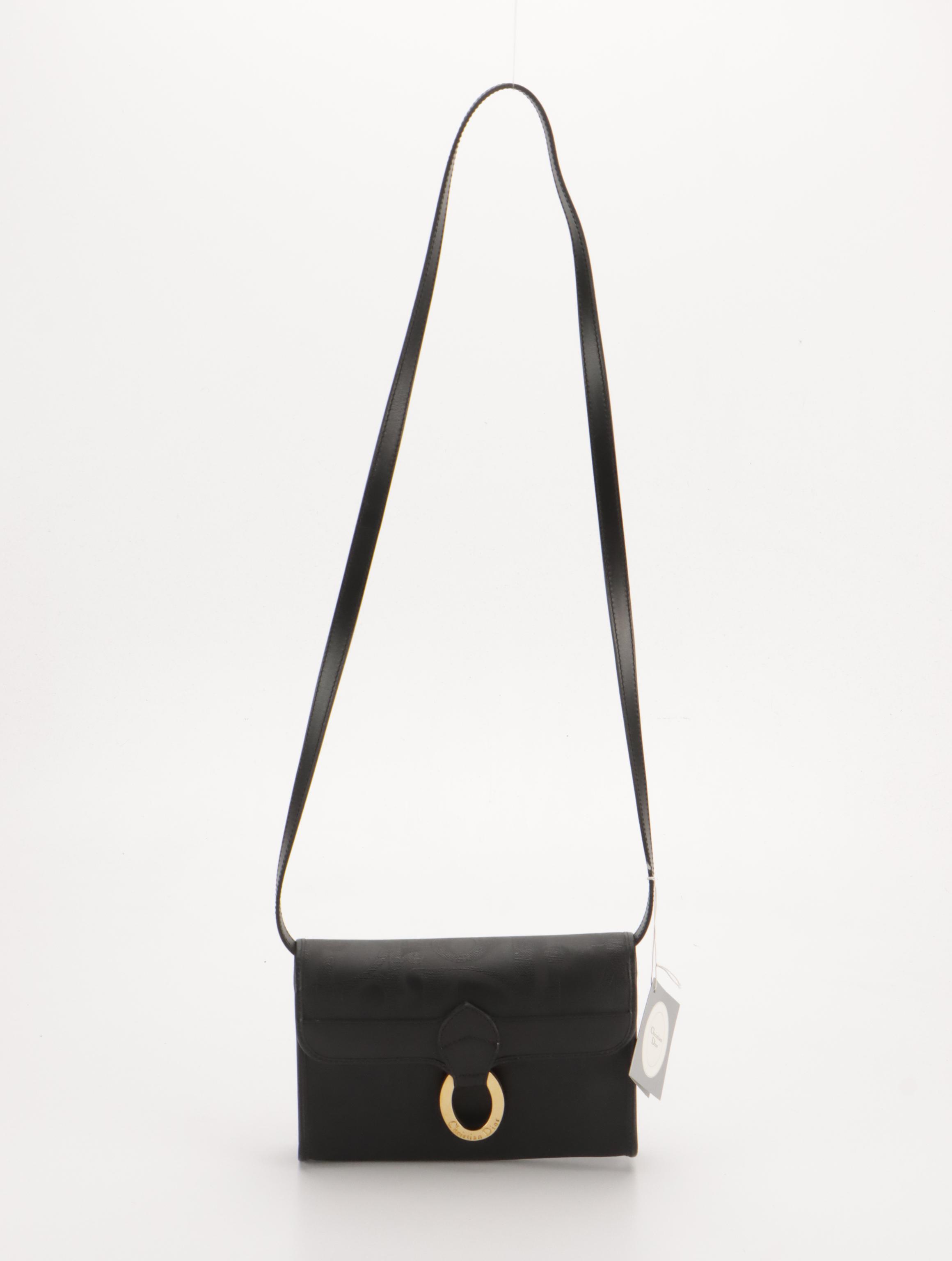 Christian Dior Front Flap Crossbody Bag in Black Monogram Trotter Coated Canvas