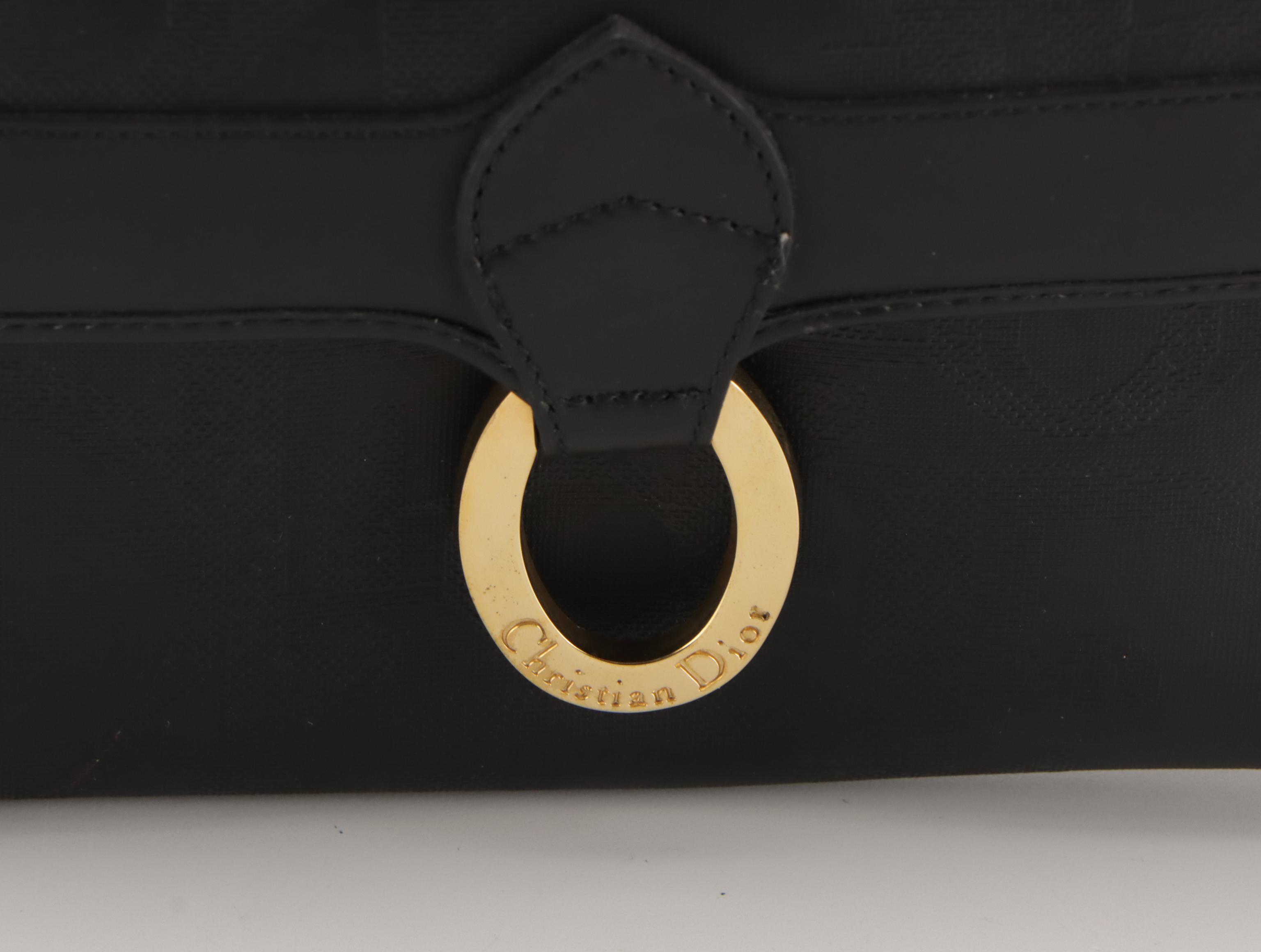 Christian Dior Front Flap Crossbody Bag in Black Monogram Trotter Coated Canvas