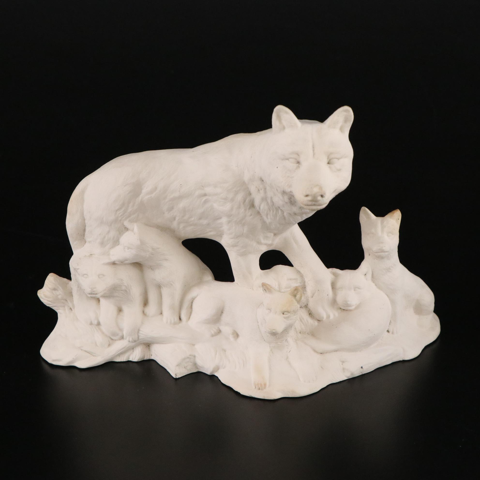 Plaster Molds, Leaf Dish & Wolf Statue
