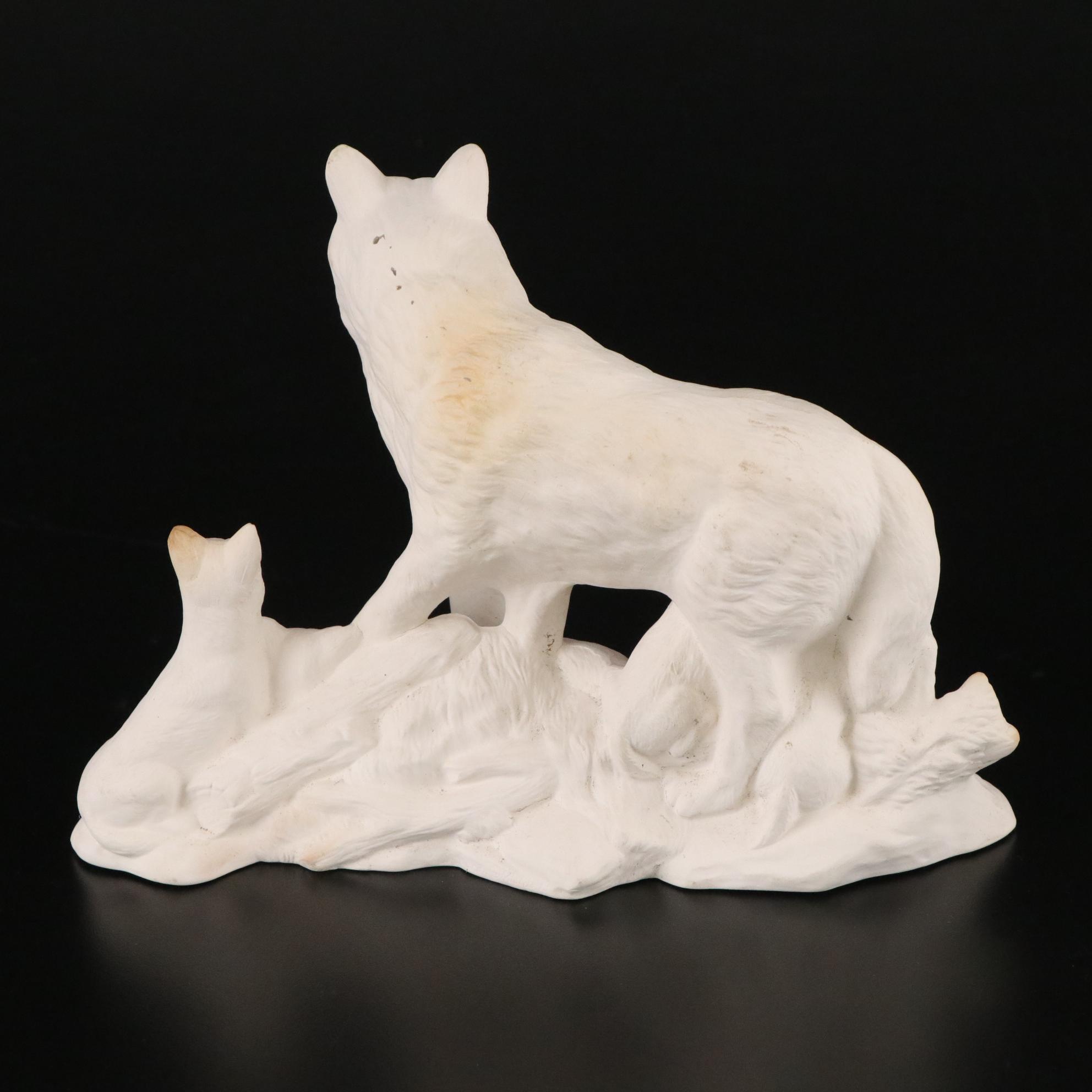 Plaster Molds, Leaf Dish & Wolf Statue