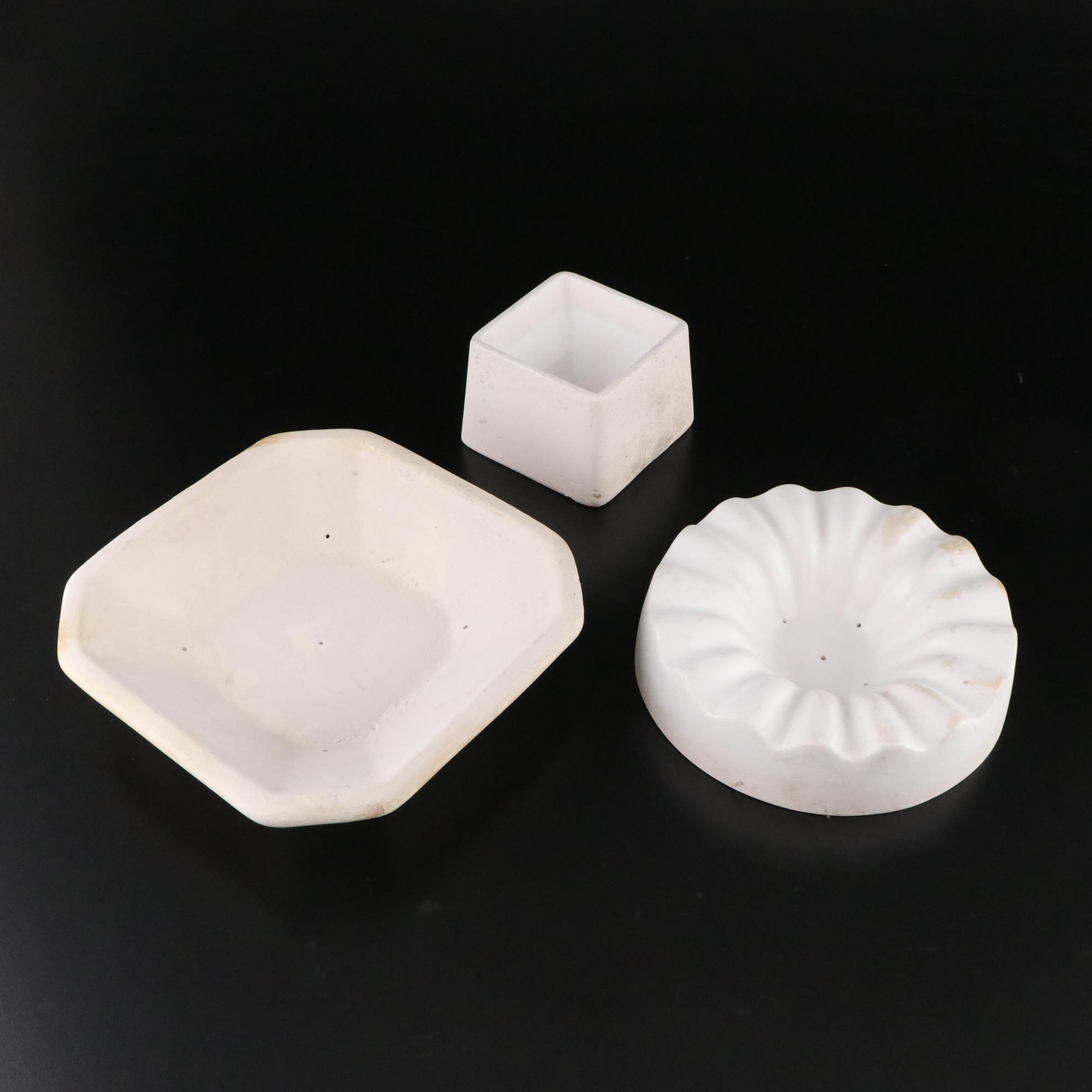 Plaster Molds, Leaf Dish & Wolf Statue