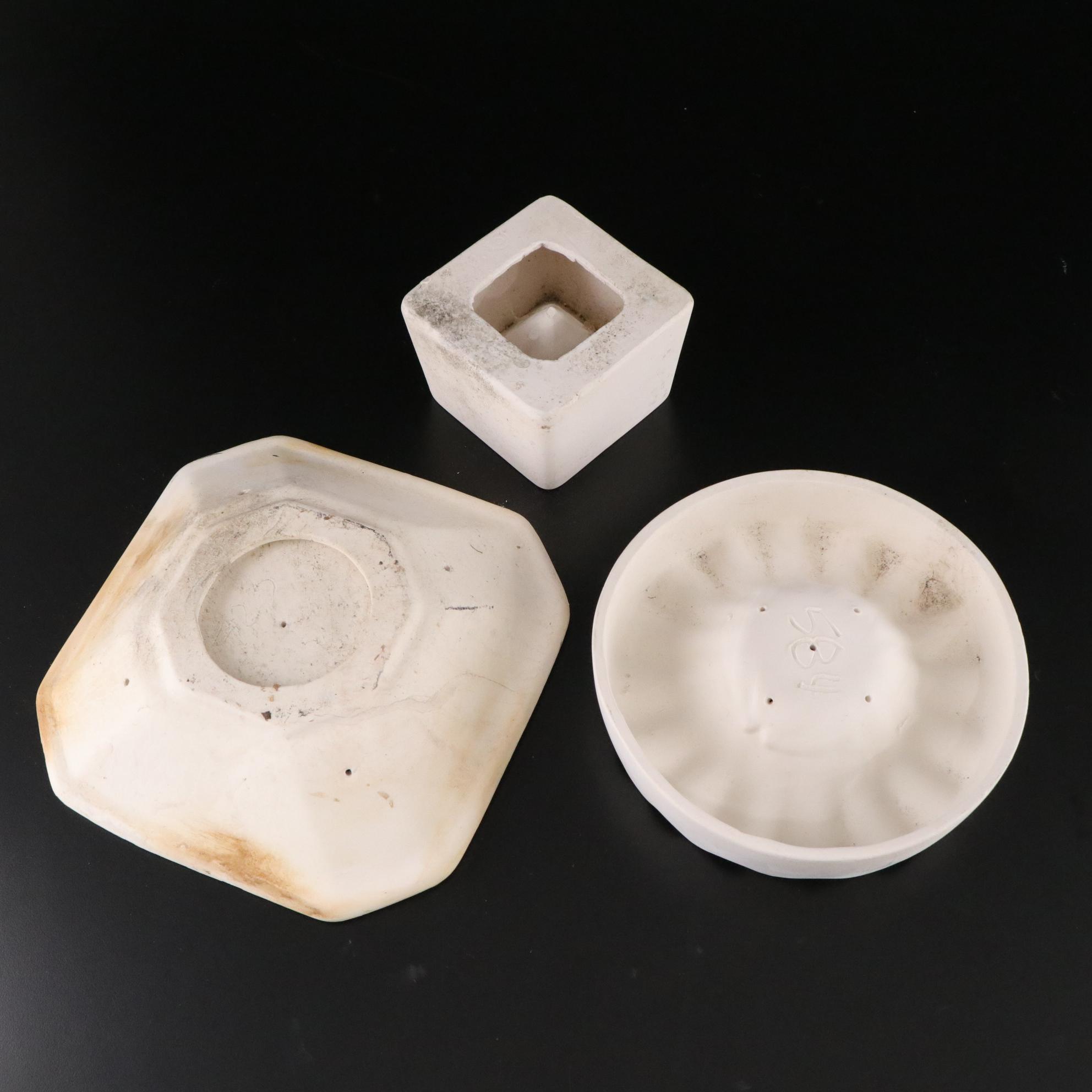 Plaster Molds, Leaf Dish & Wolf Statue
