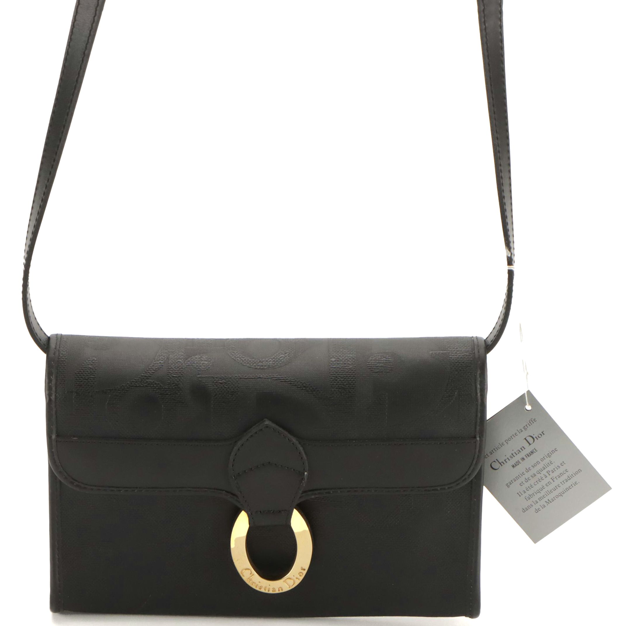 Christian Dior Front Flap Crossbody Bag in Black Monogram Trotter Coated Canvas