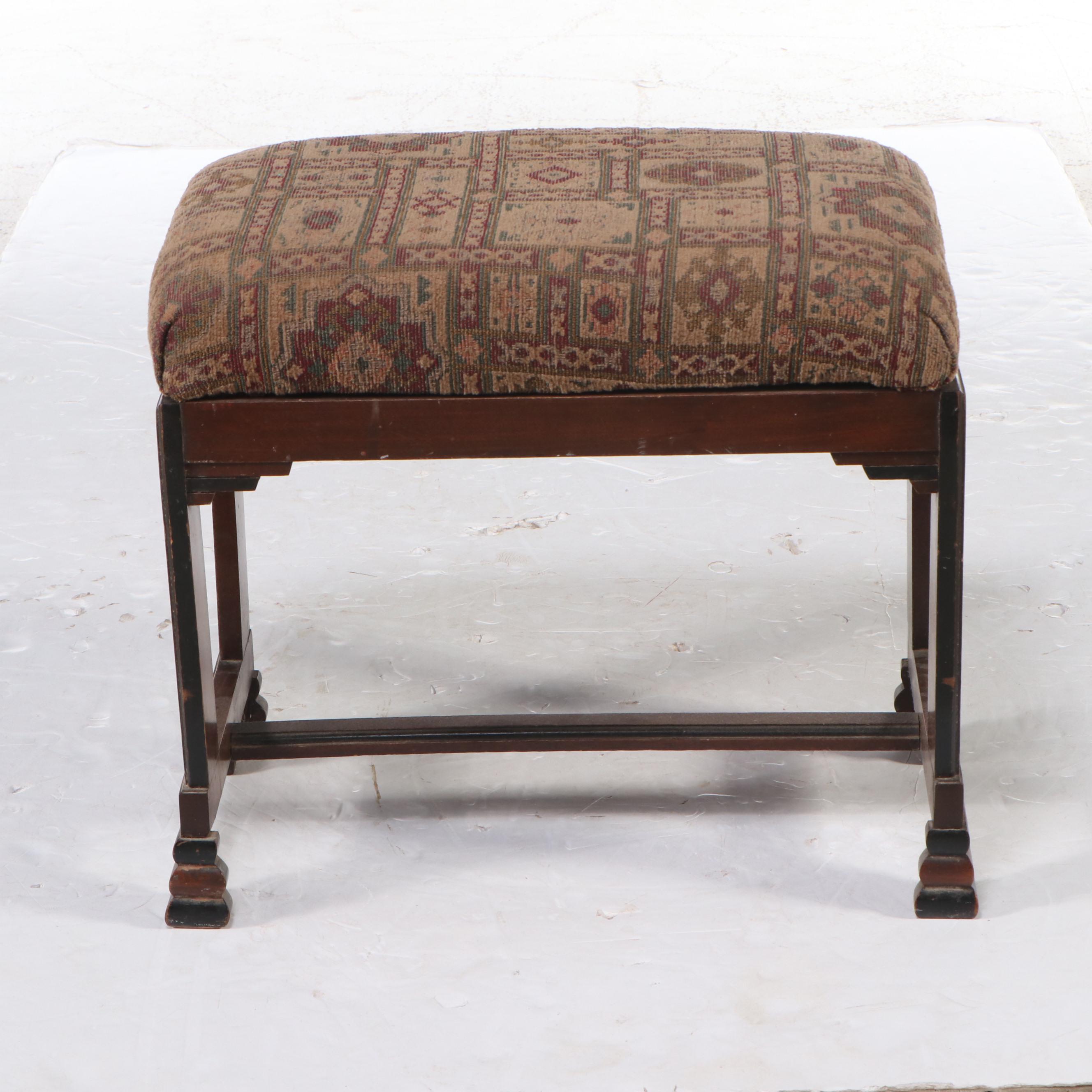 Chippendale Style Upholstered Mahogany Footstool