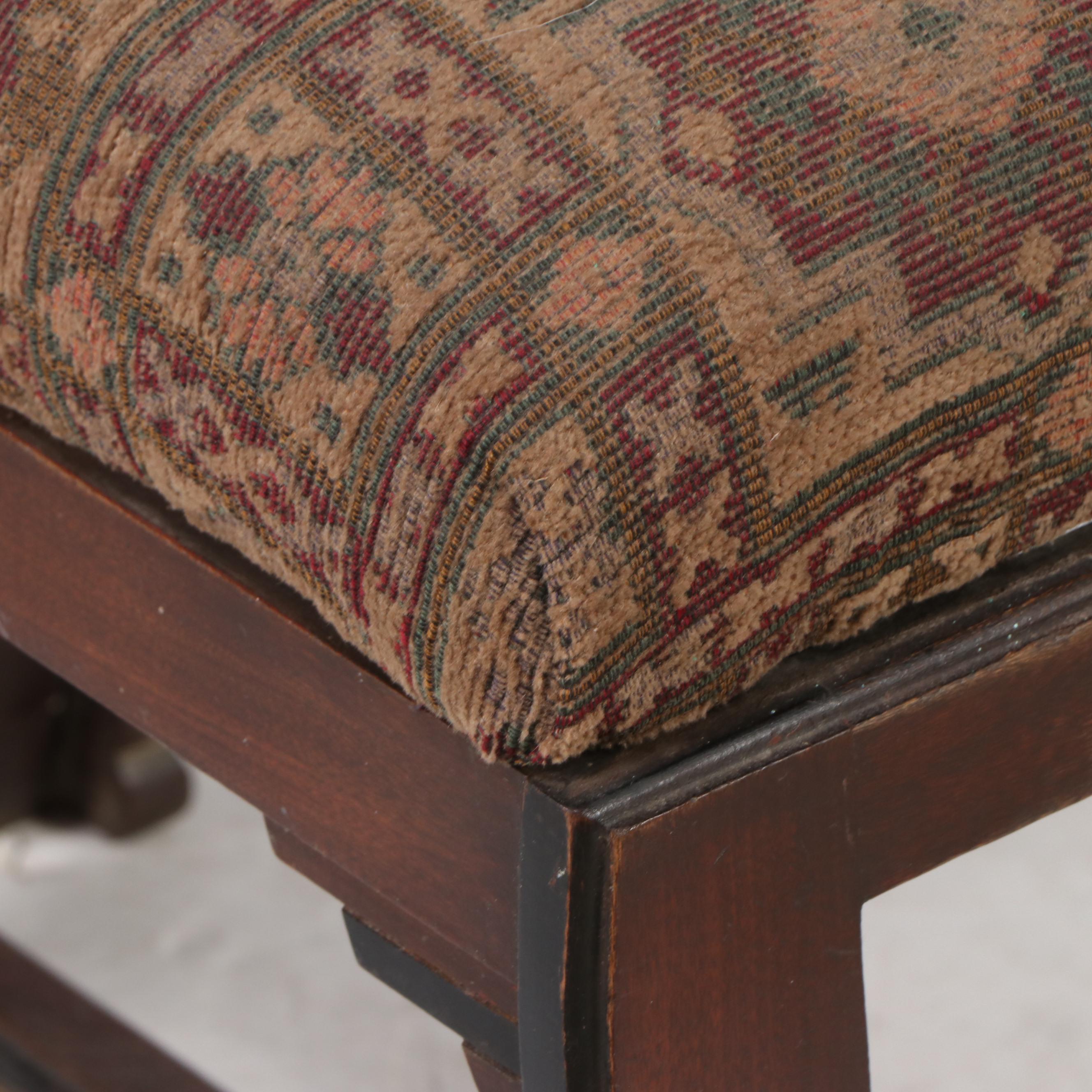 Chippendale Style Upholstered Mahogany Footstool