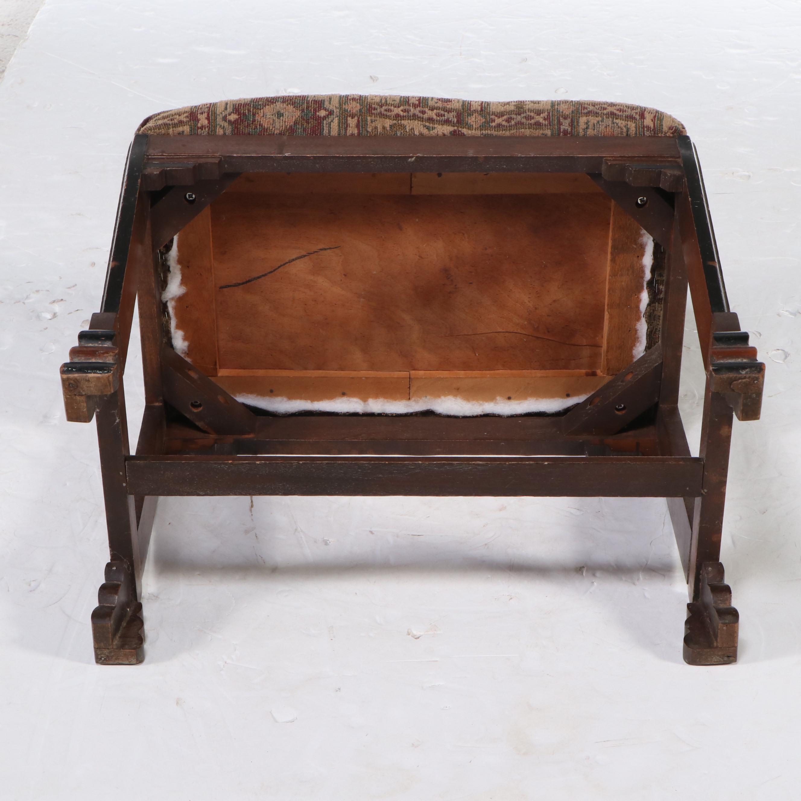 Chippendale Style Upholstered Mahogany Footstool