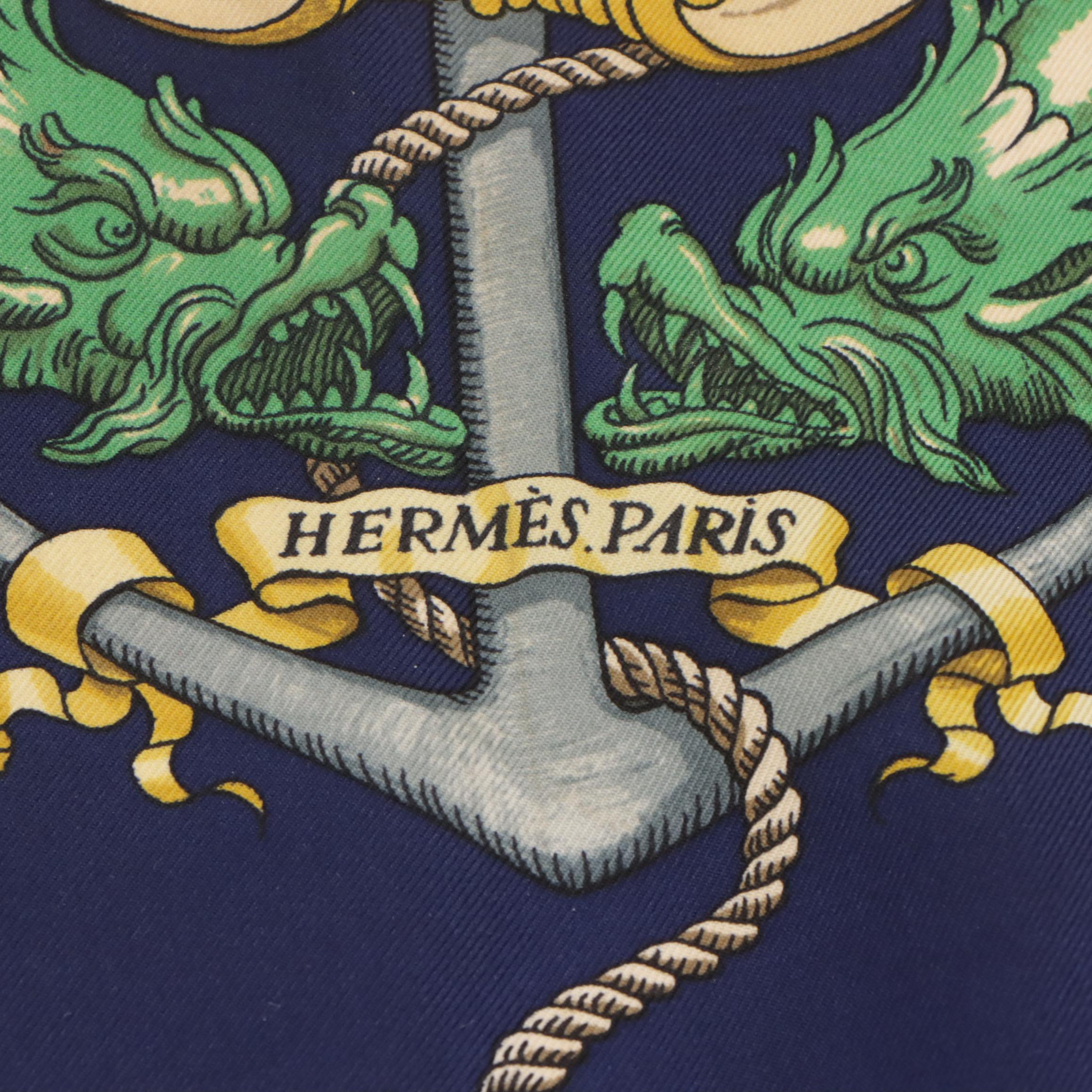 Hermès "Pavois" Scarf 90 in Silk Twill