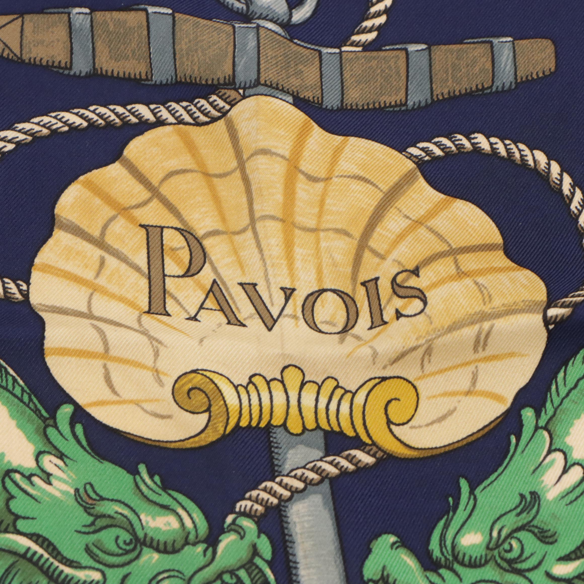 Hermès "Pavois" Scarf 90 in Silk Twill