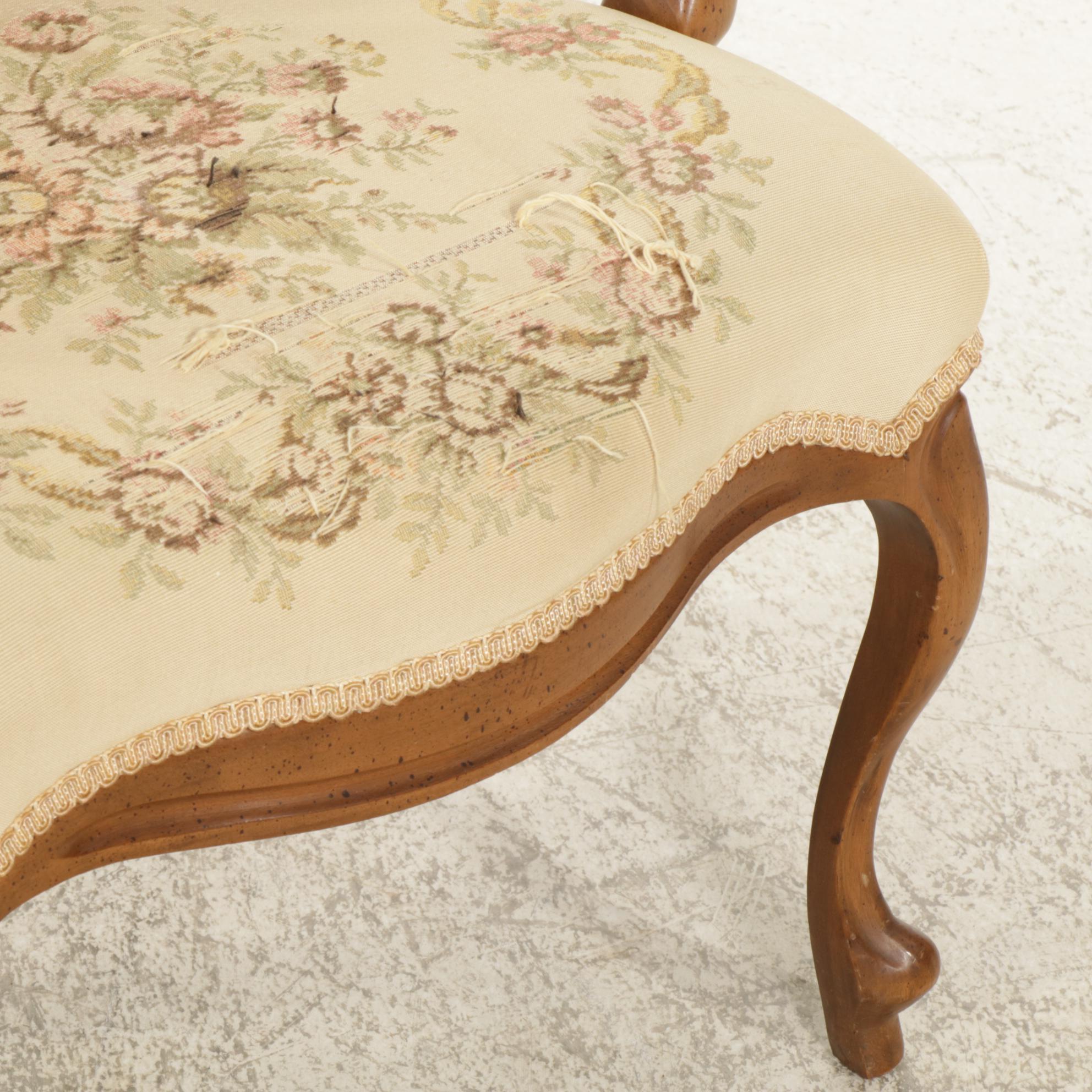 Pair of Louis XV Style Carved Walnut Oval Back Chairs