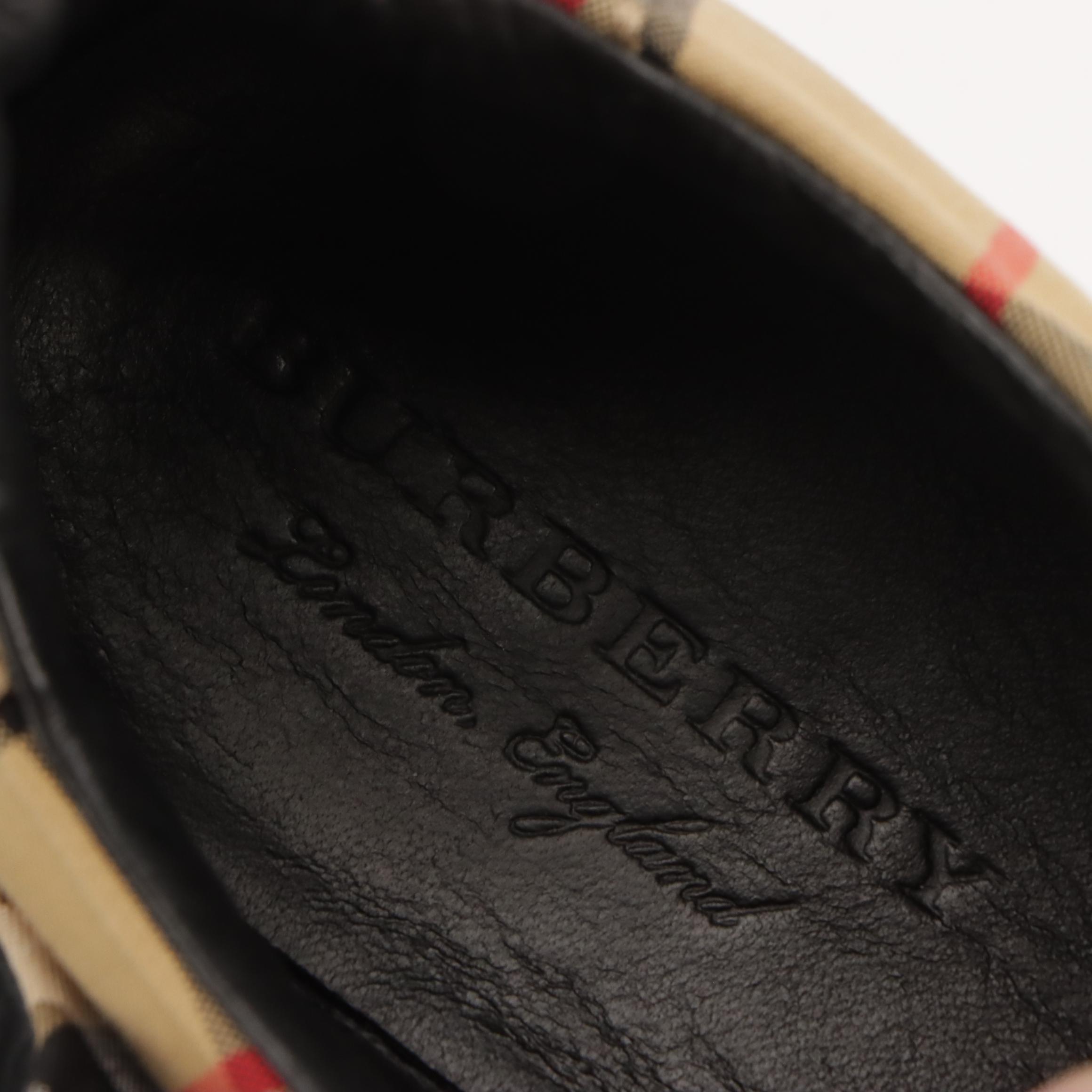 Burberry Check and Black Leather Lace-Up Sneakers