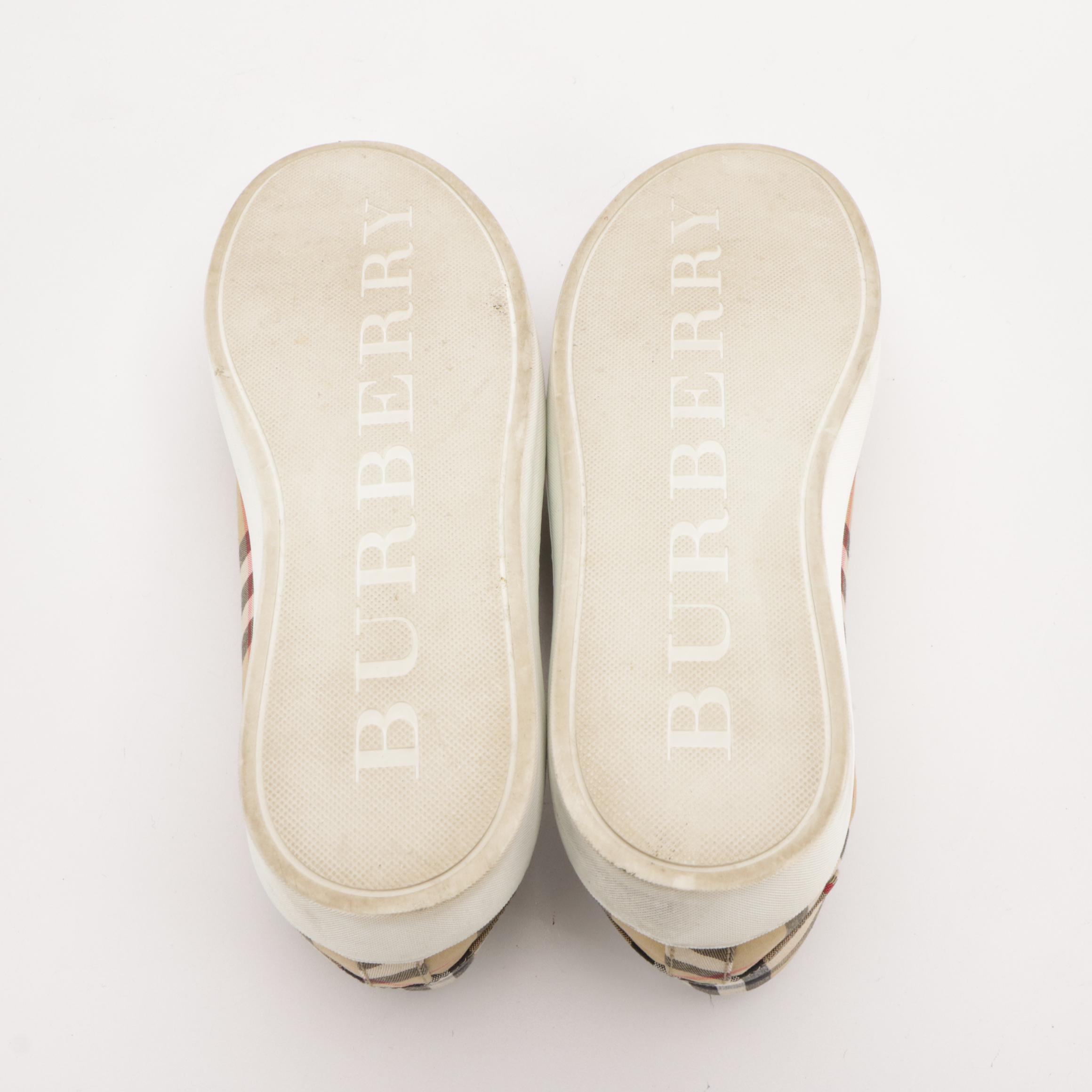 Burberry Check and Black Leather Lace-Up Sneakers