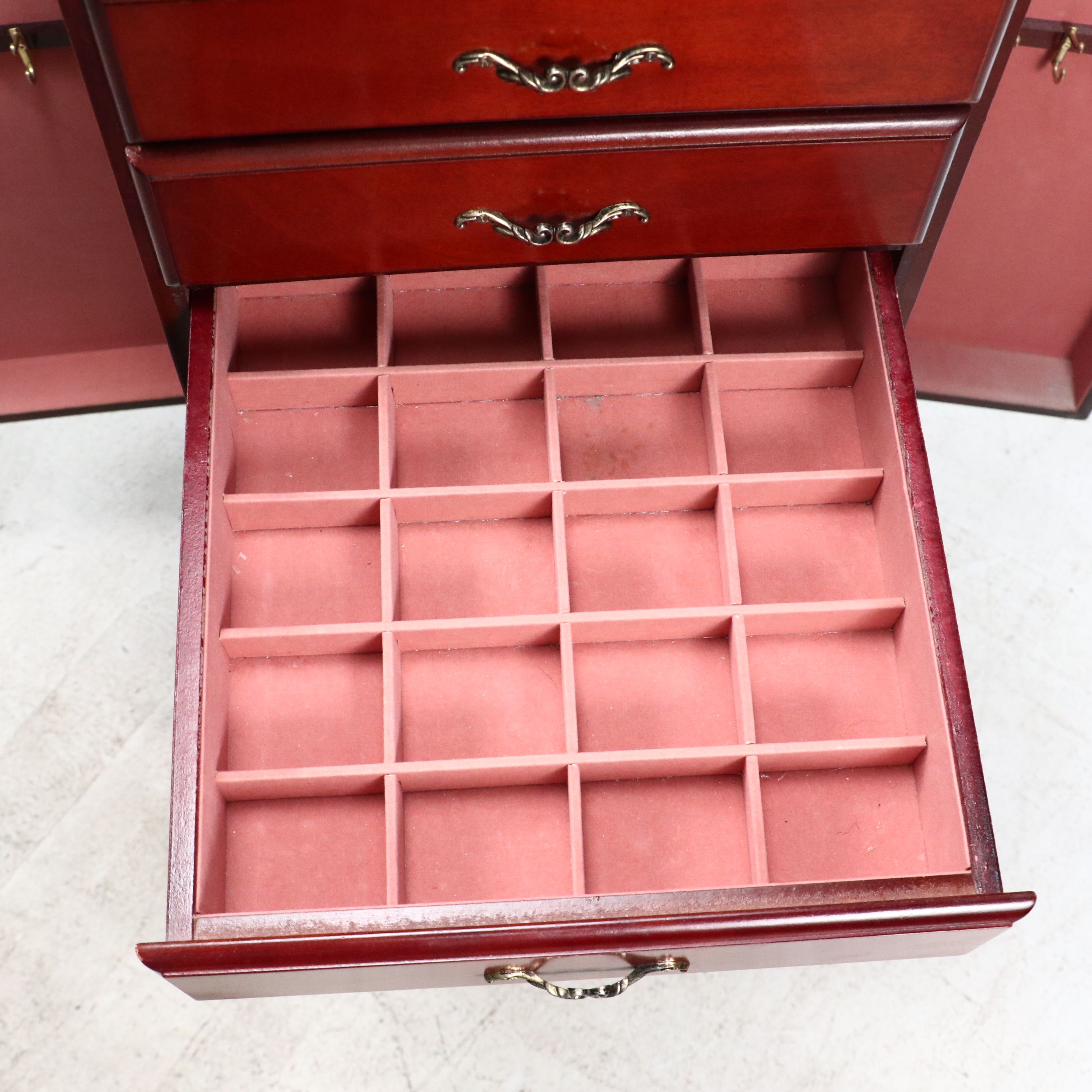 Powell Queen Anne Style Mahogany Jewelry Armoire with Jewelry Box