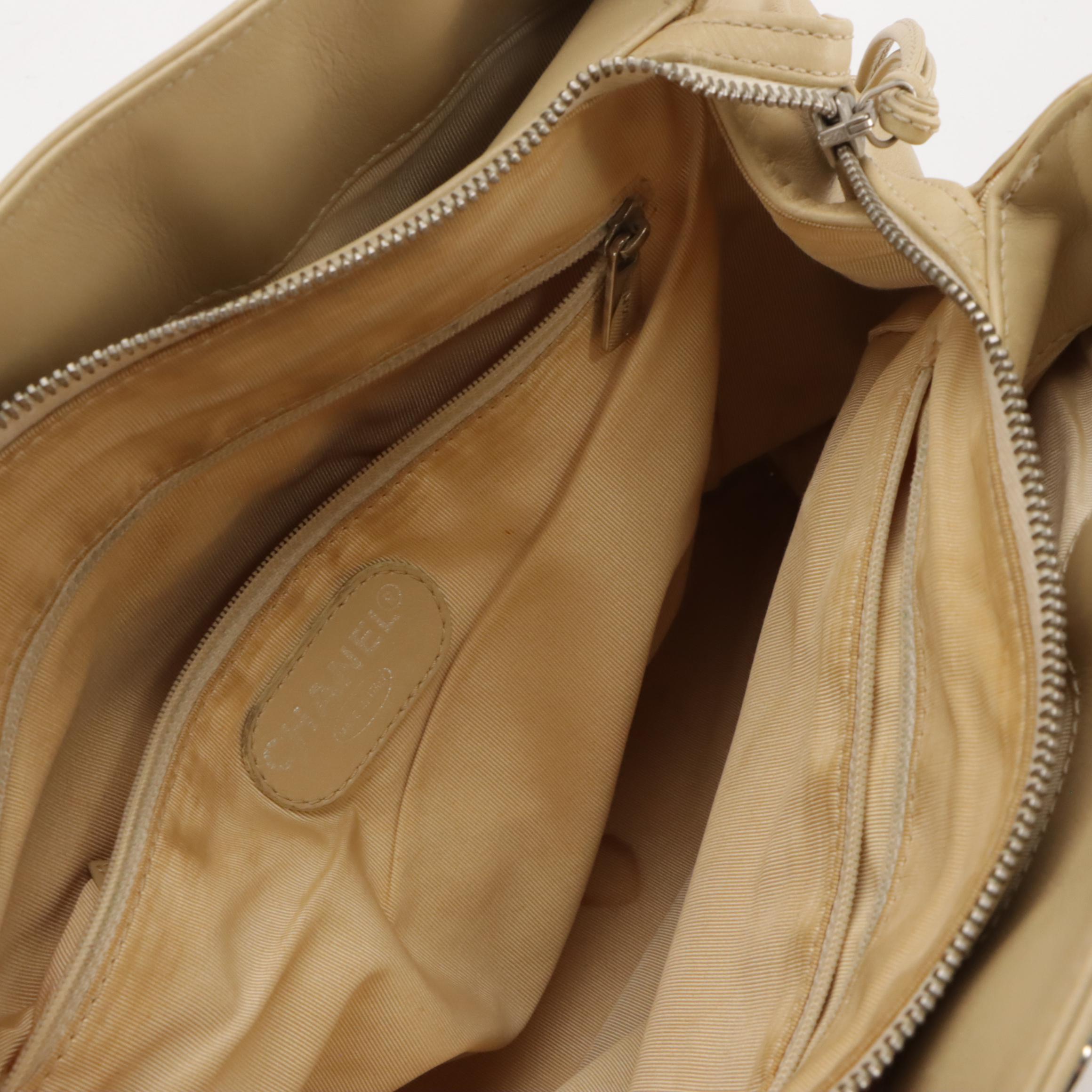 Chanel Top Handle Bag in Beige Quilted Calfskin Leather