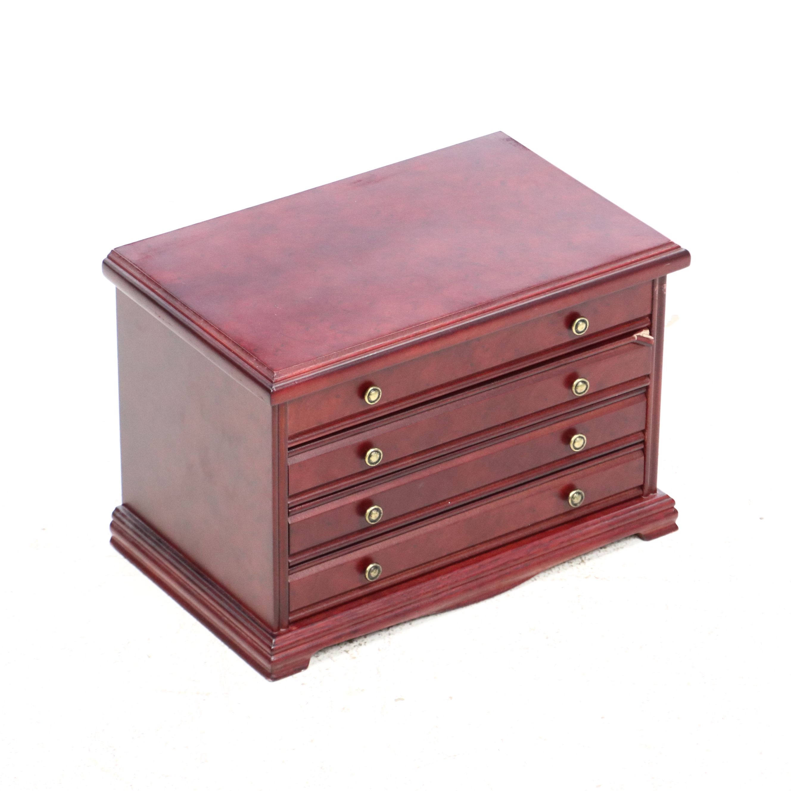 Powell Queen Anne Style Mahogany Jewelry Armoire with Jewelry Box