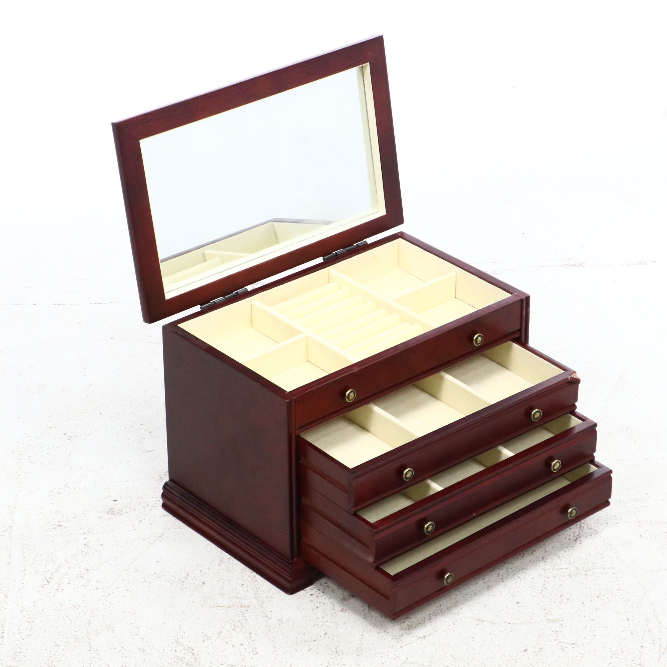 Powell Queen Anne Style Mahogany Jewelry Armoire with Jewelry Box