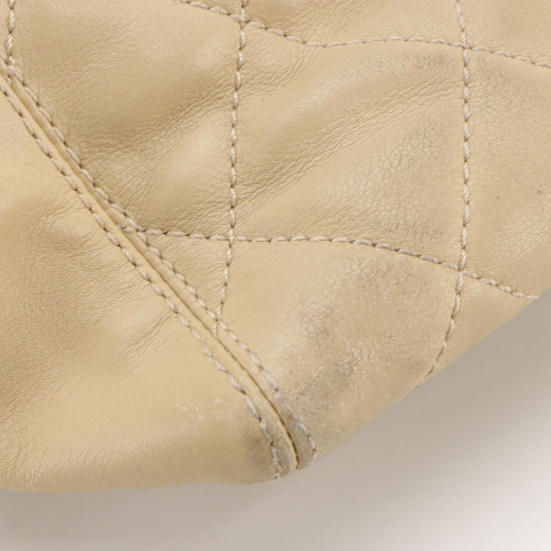 Chanel Top Handle Bag in Beige Quilted Calfskin Leather