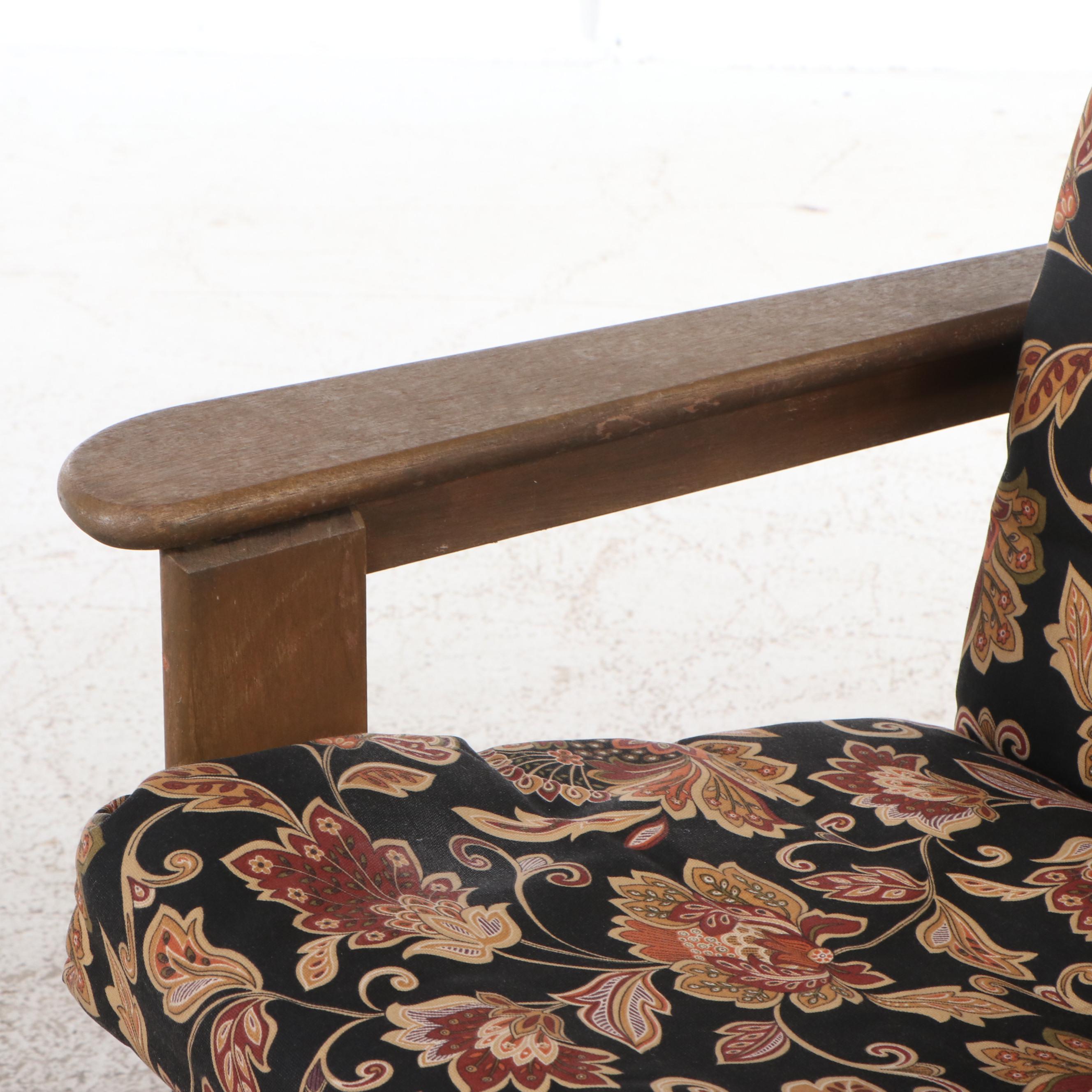 Pair of Slatted Teak Patio Armchairs with Cushions