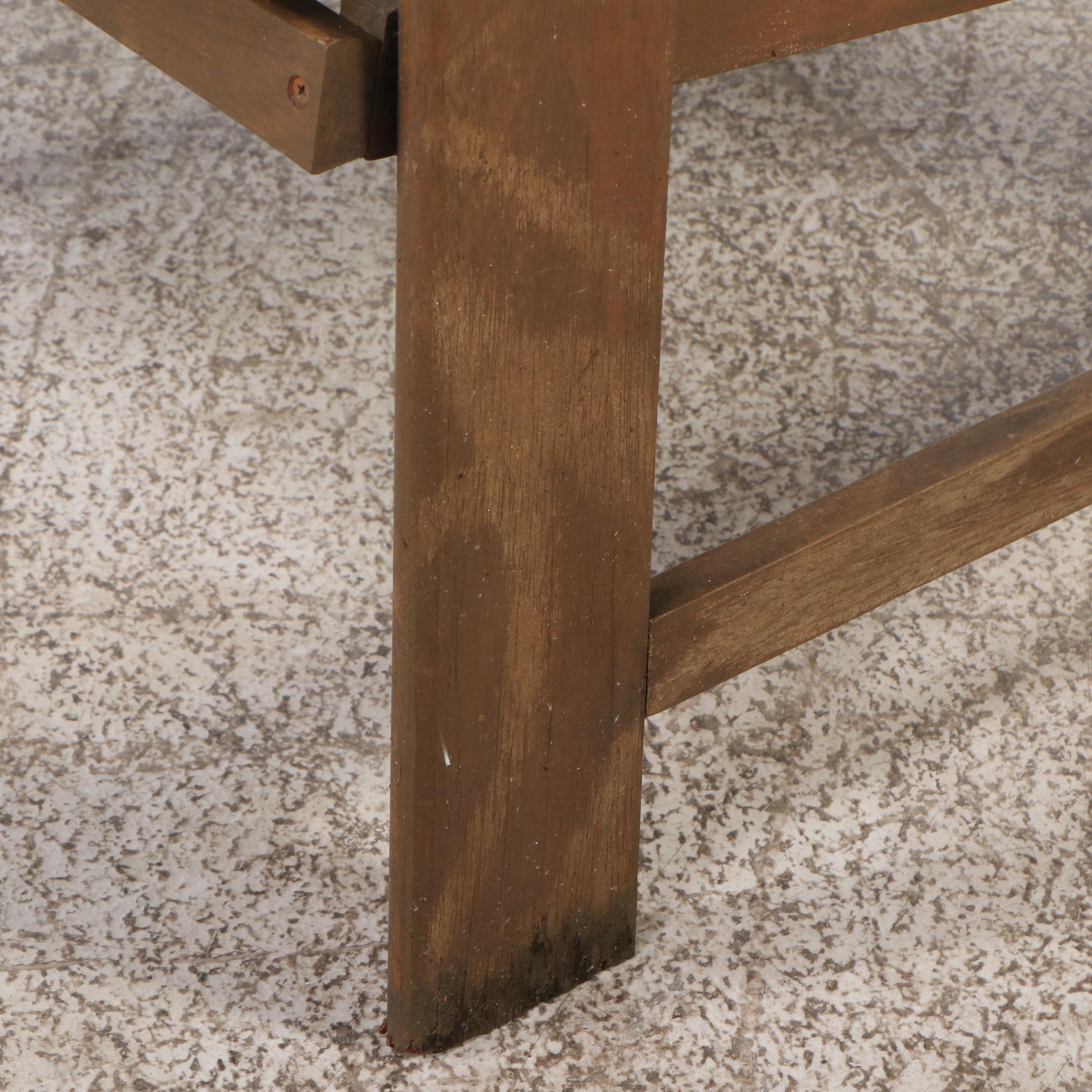 Pair of Slatted Teak Patio Armchairs with Cushions