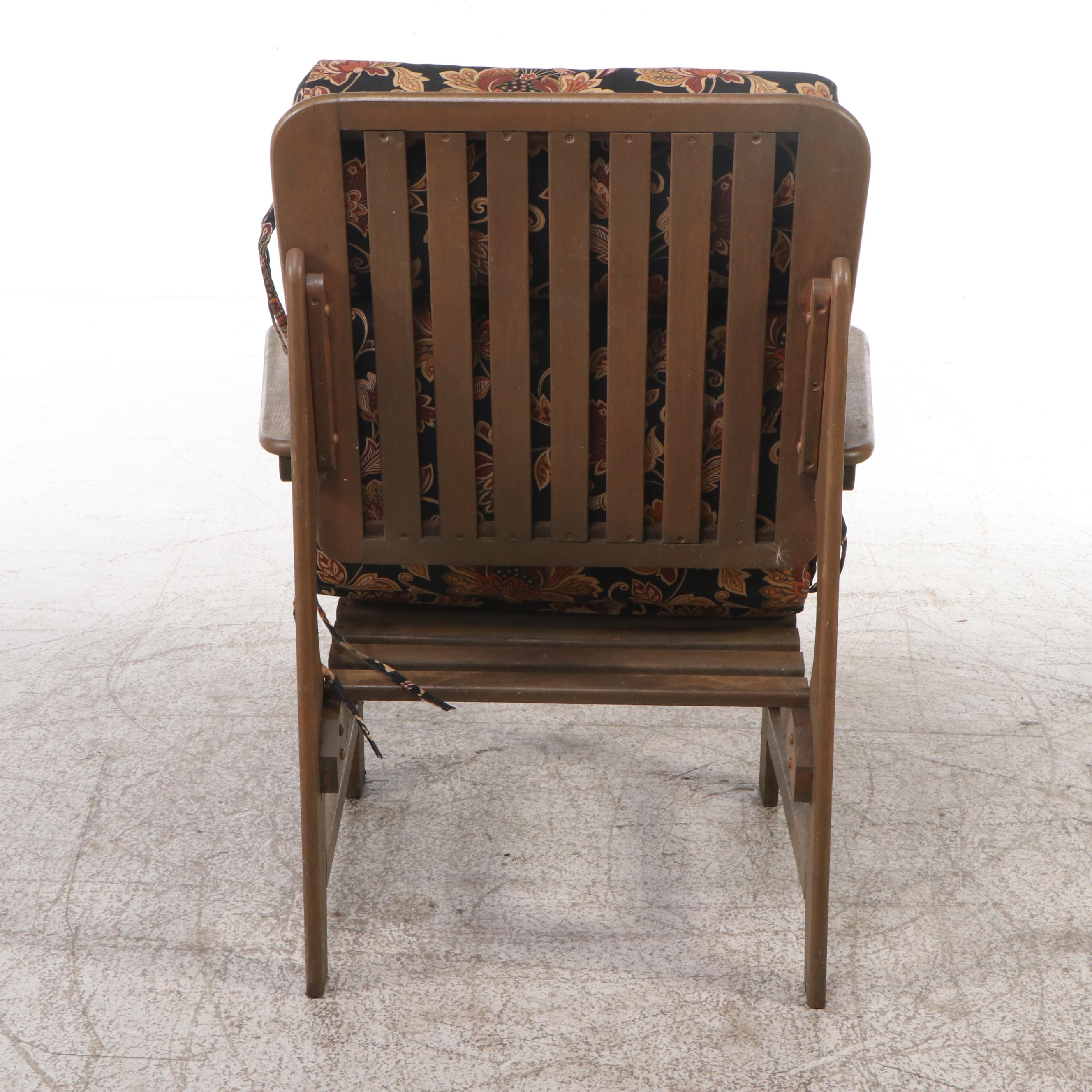 Pair of Slatted Teak Patio Armchairs with Cushions