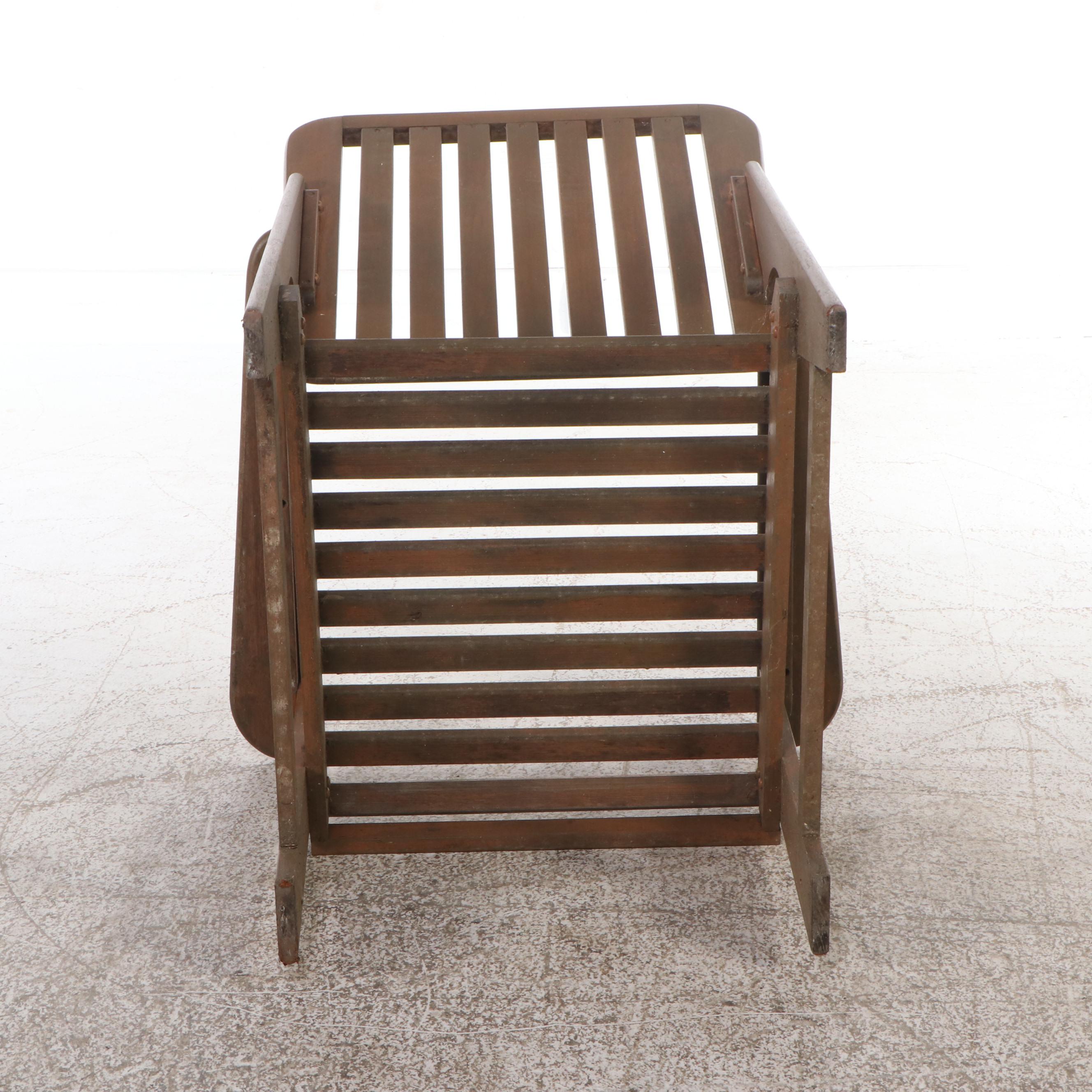 Pair of Slatted Teak Patio Armchairs with Cushions