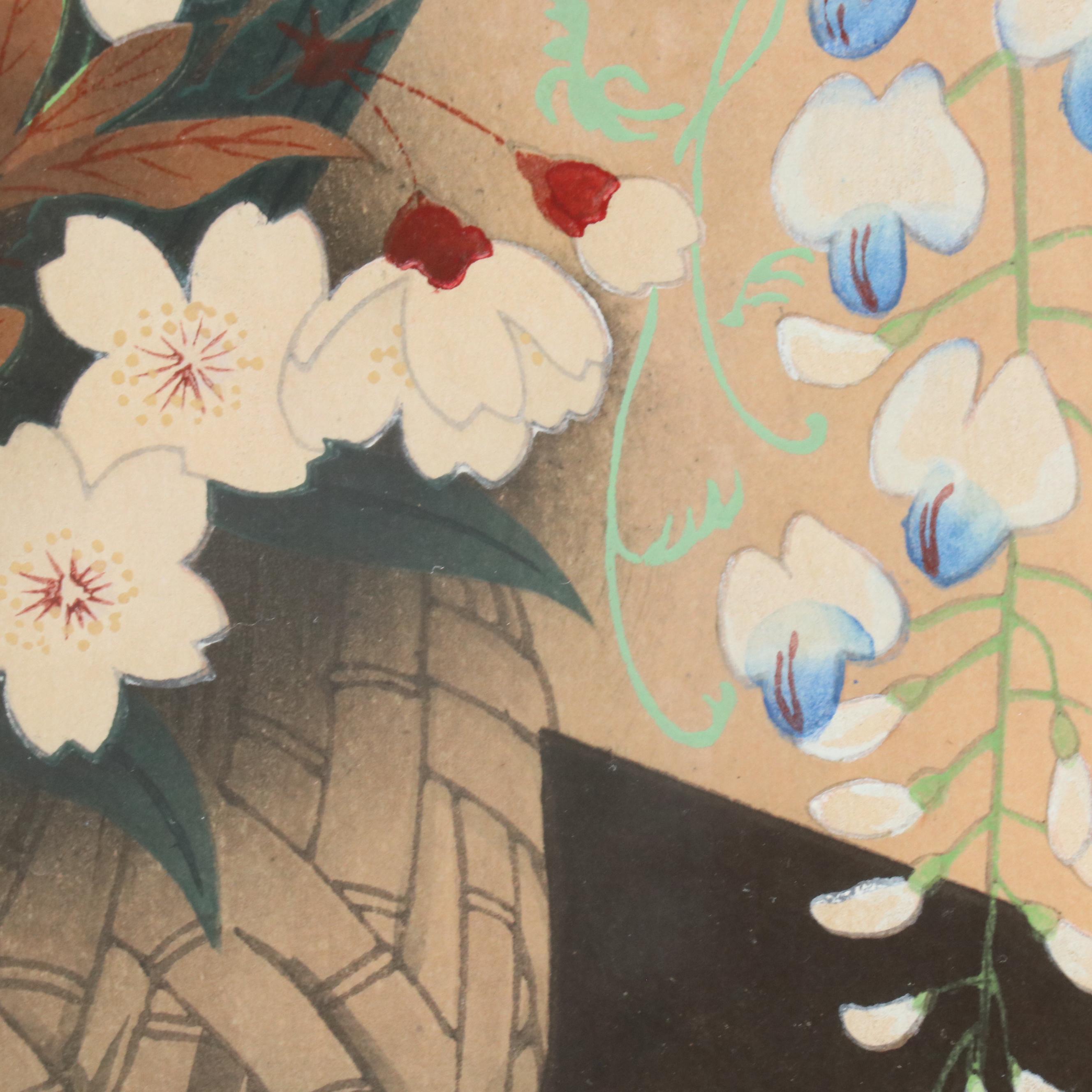Woodblock After Bakufu Ono of Floral Still Life, Mid-20th Century
