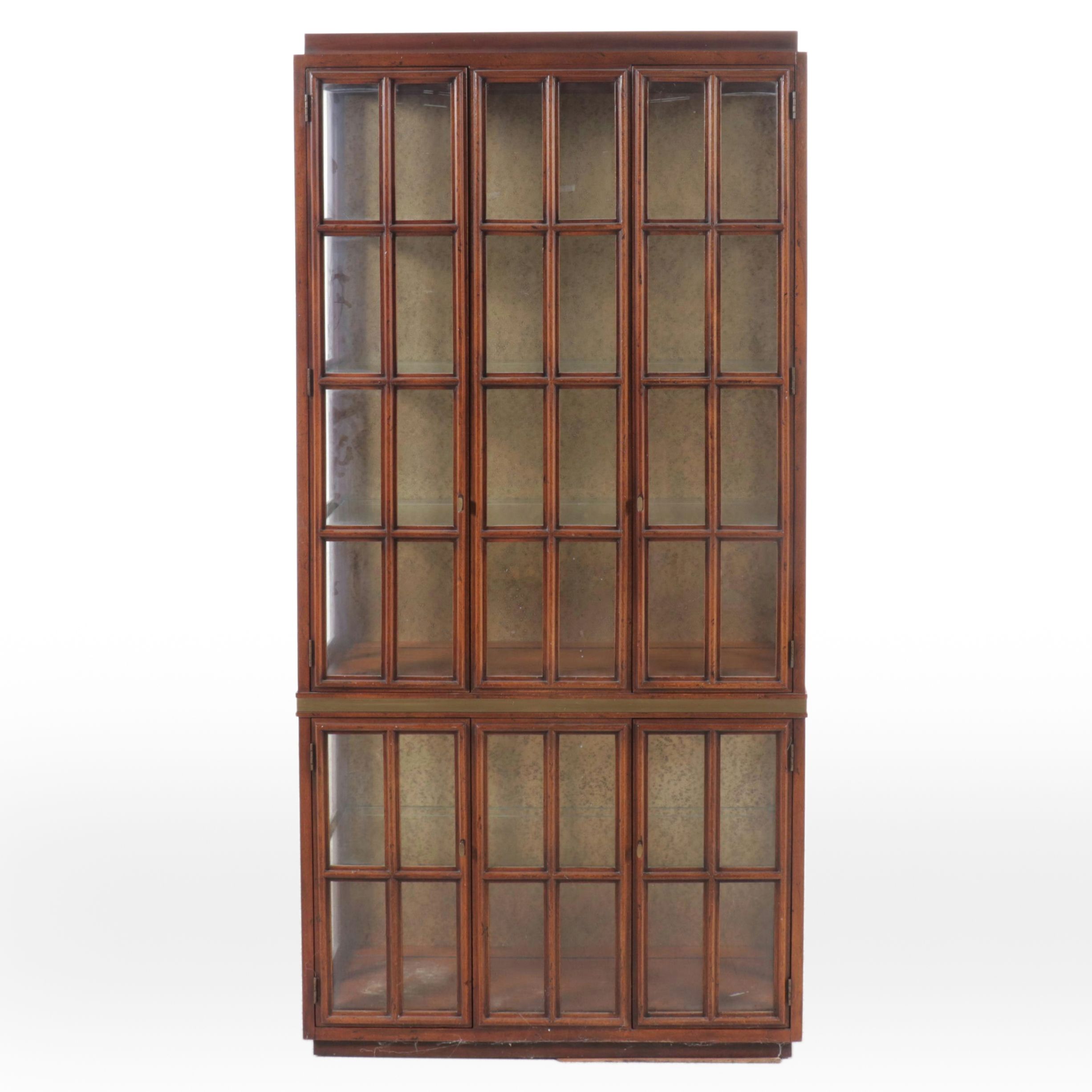 Traditional Illuminated Walnut Display Cabinet