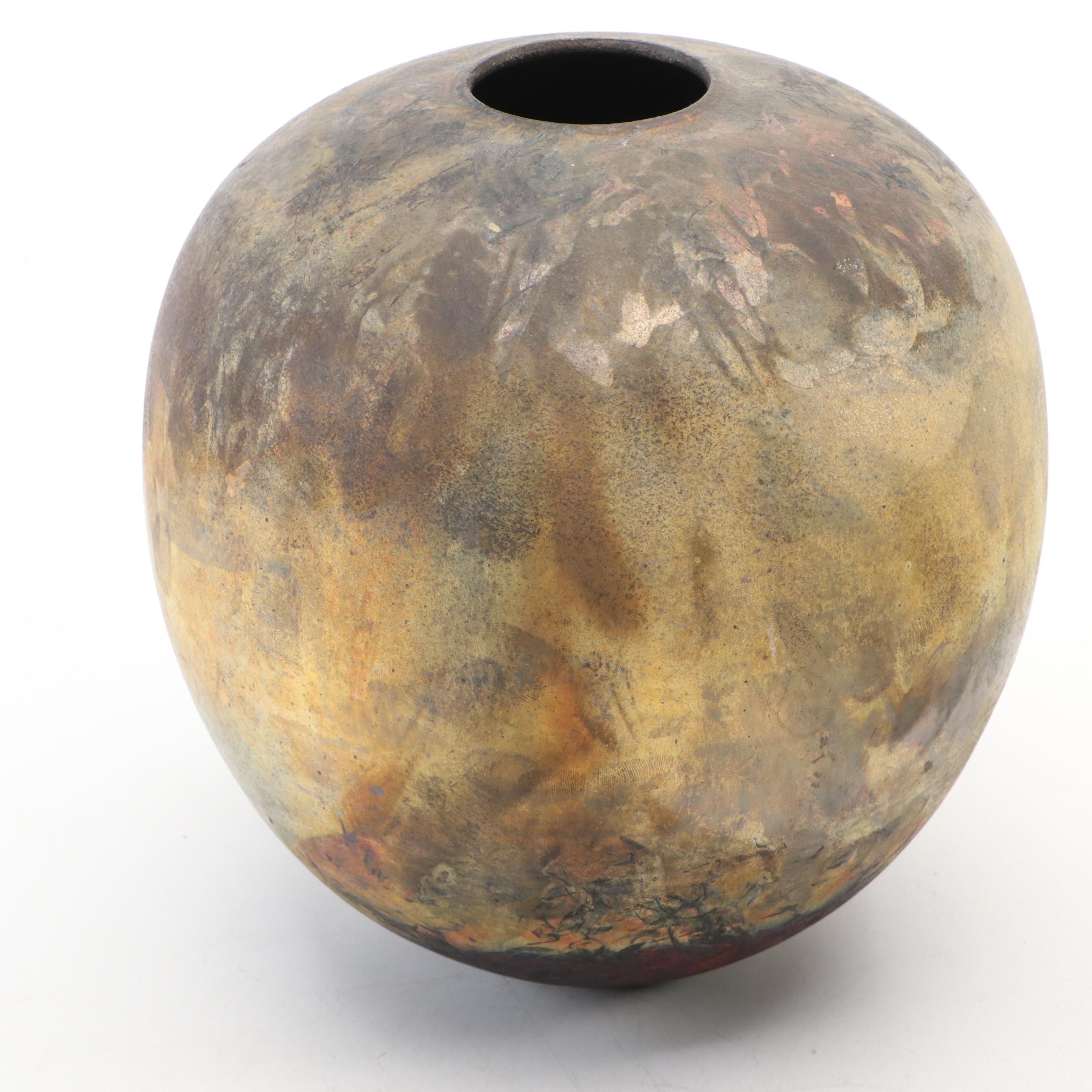 Artist Signed Raku Art Pottery Vases