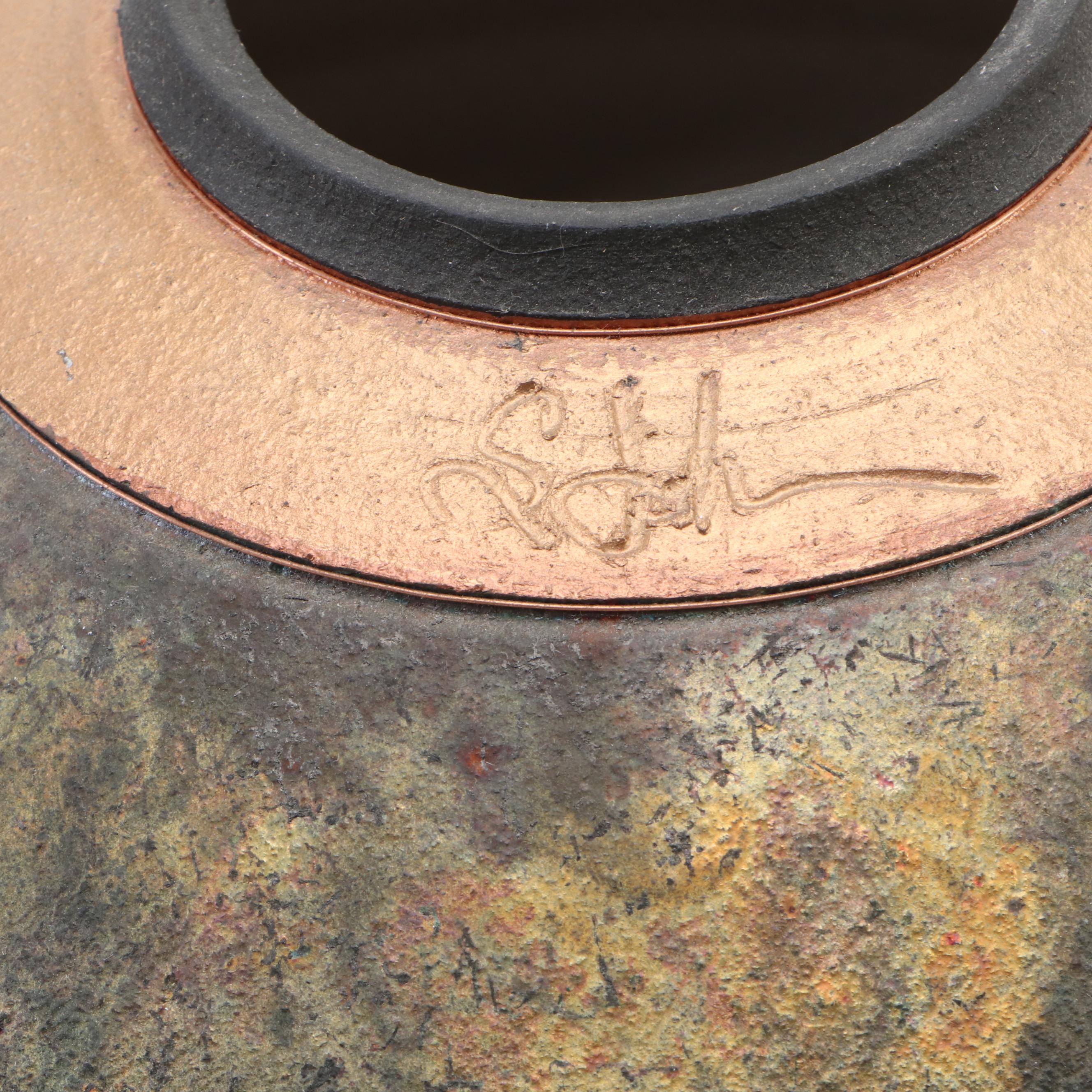 Artist Signed Raku Art Pottery Vases