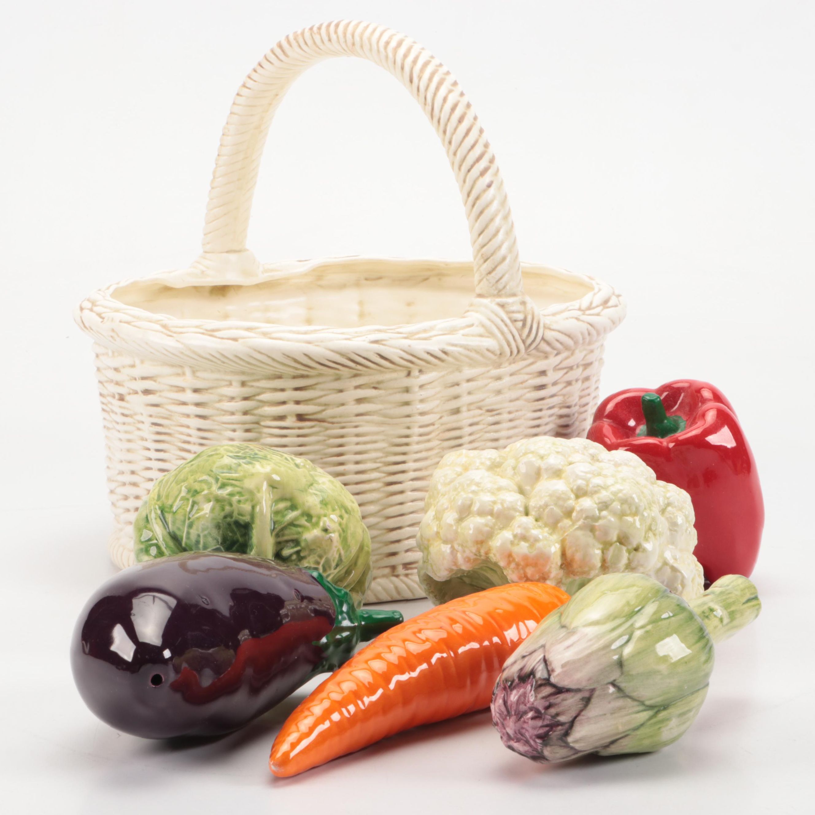 Fitz & Floyd Ceramic Basket with Decorative Vegetables