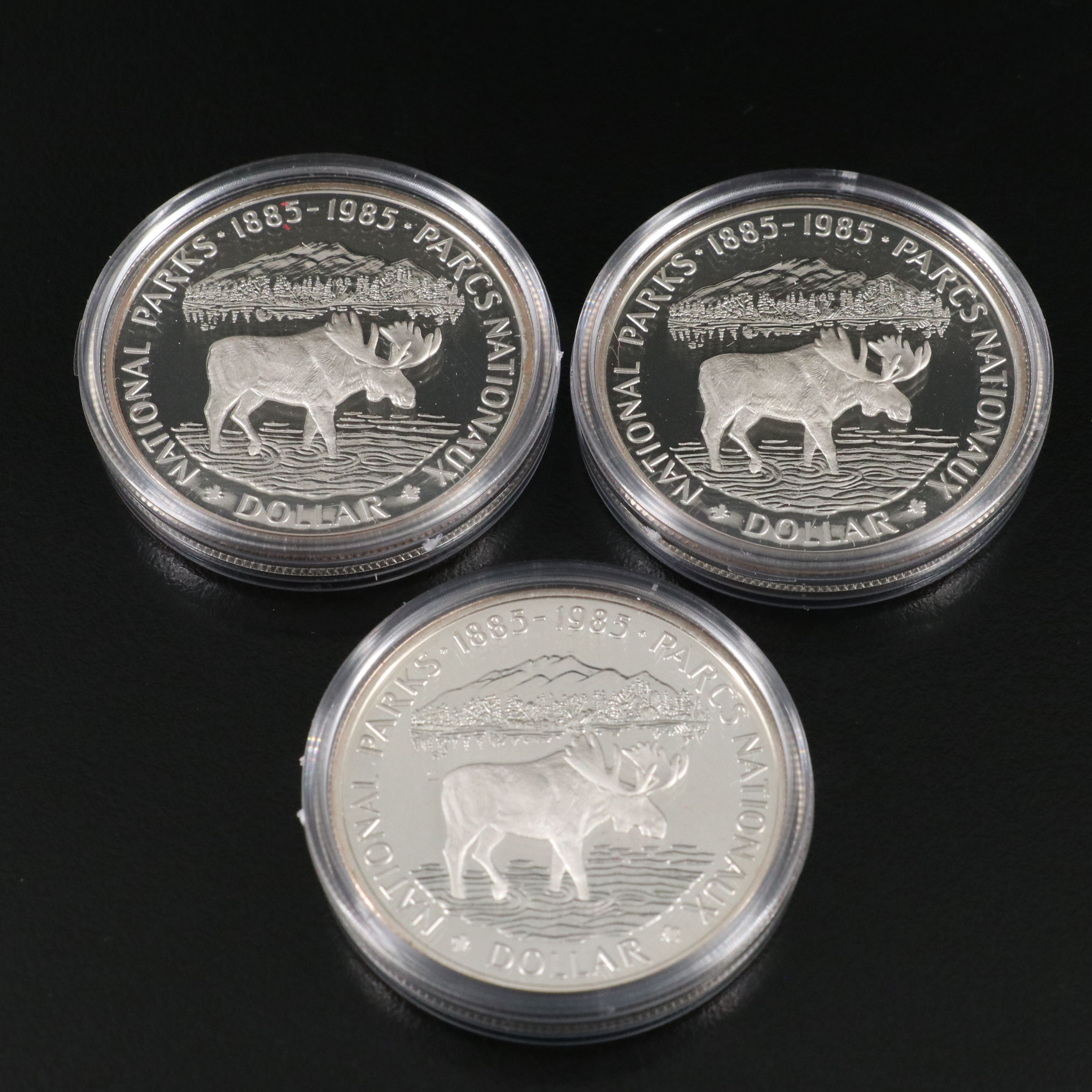 Five 1985 Canada Silver Proof Commemorative Dollars